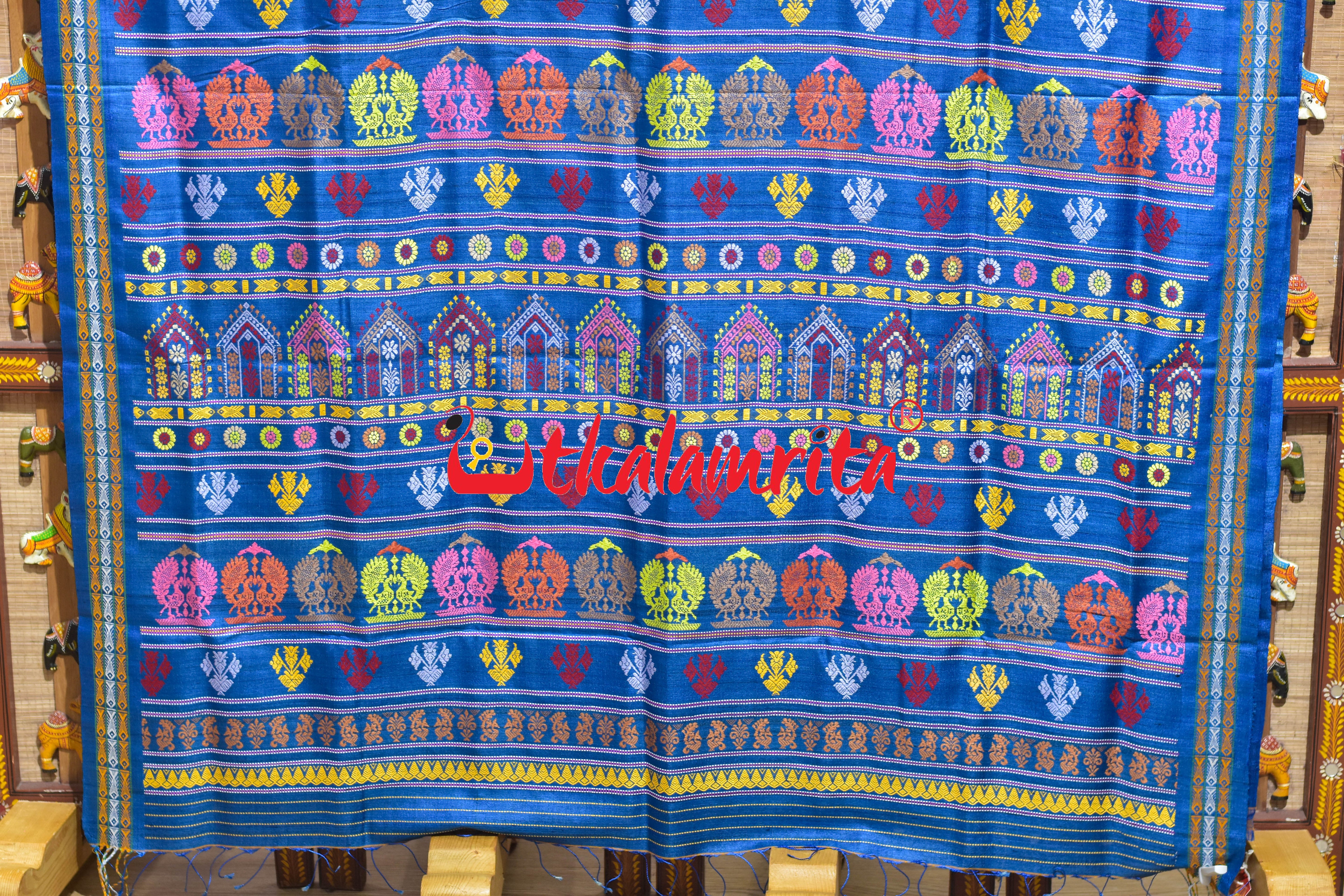 Yellow with Blue Dolabedi Gopalpur Tussar Silk Saree