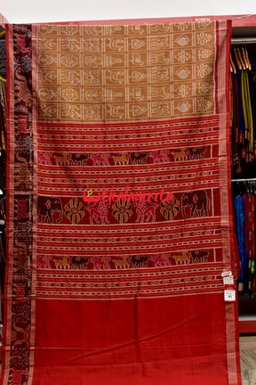 8 Motifs Brown Khandua Silk Saree