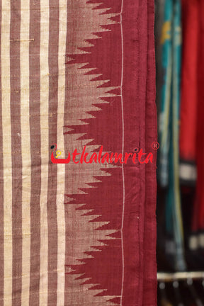 Stripes Maroon Tussar Kotpad Saree