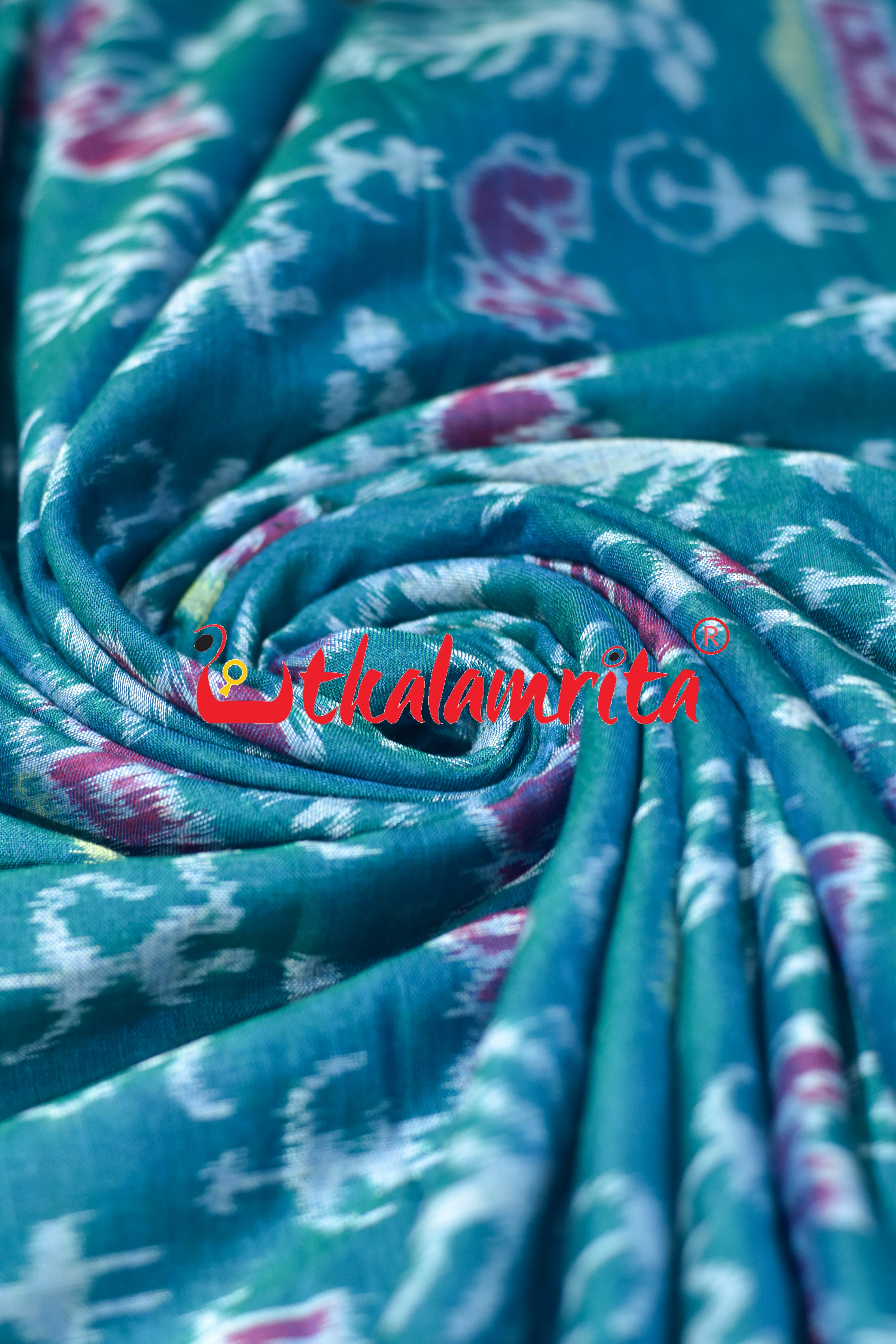 Forest Green Tribal Elephant Sambalpuri Cotton (Fabric)