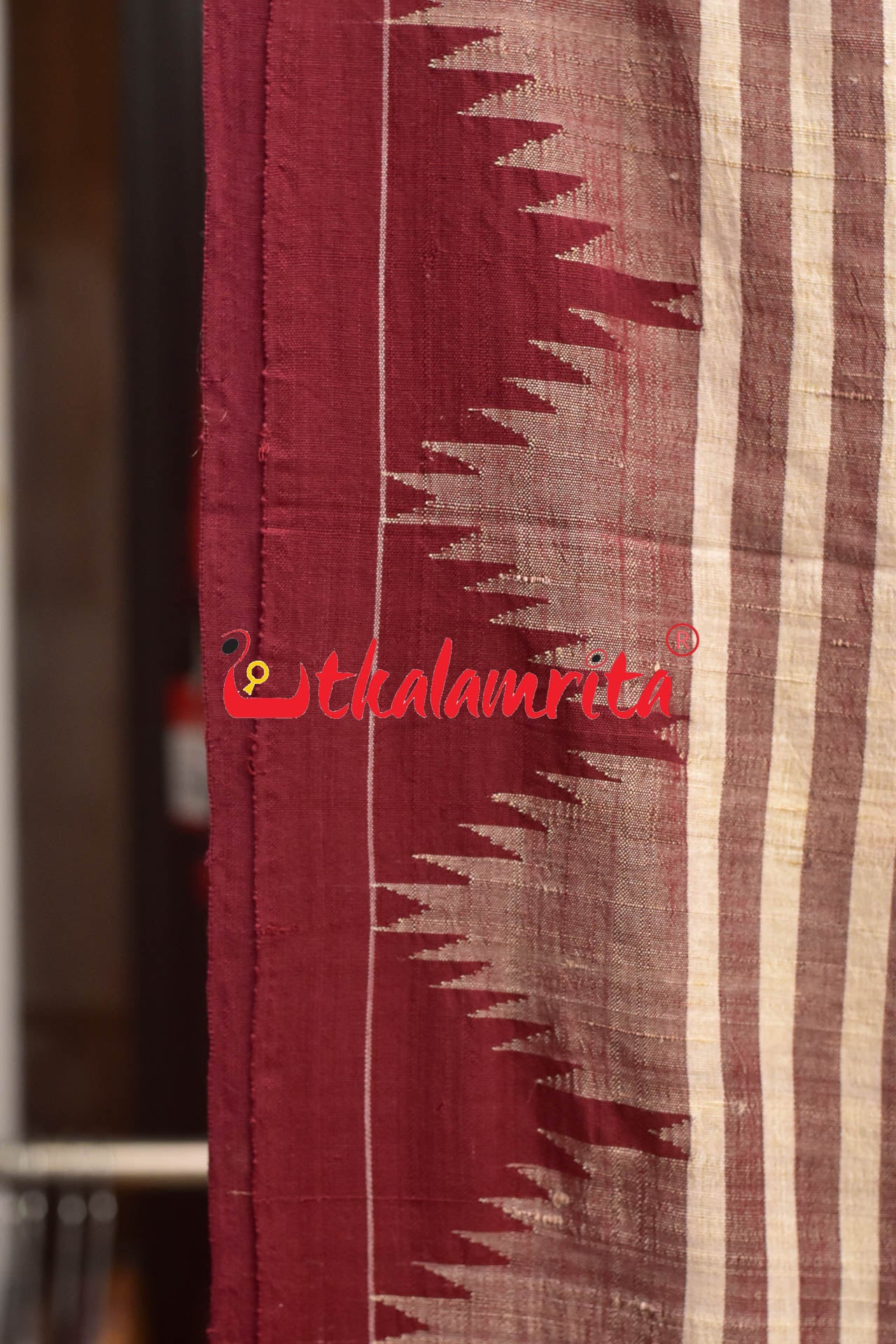 Stripes Maroon Tussar Kotpad Saree