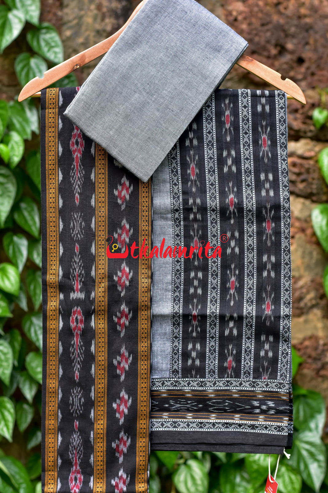 Black Grey Pasapali Long Flower Bandha Dress Set