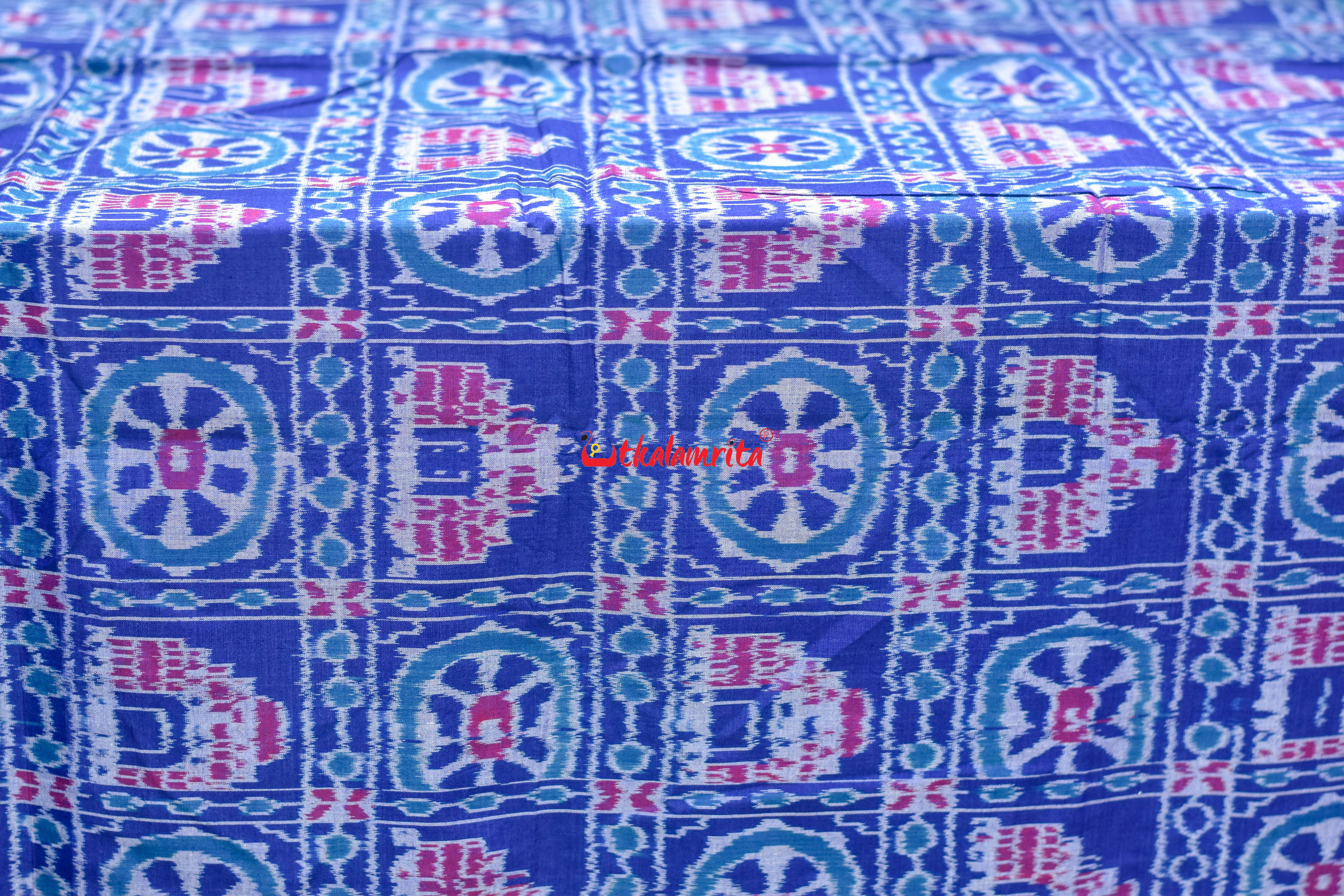 Blue Konark Chakra Sambalpuri Cotton (Fabric)