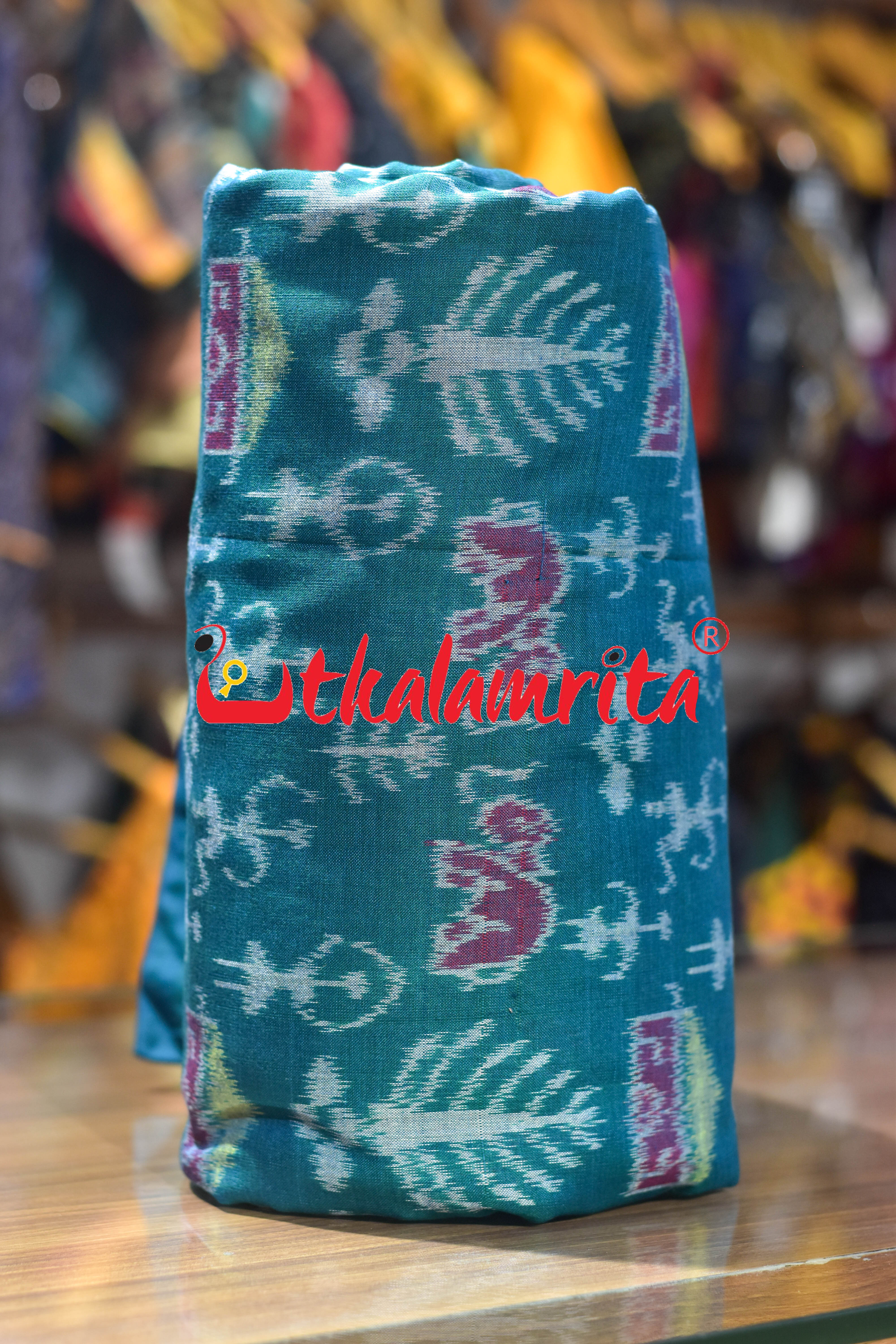 Forest Green Tribal Elephant Sambalpuri Cotton (Fabric)