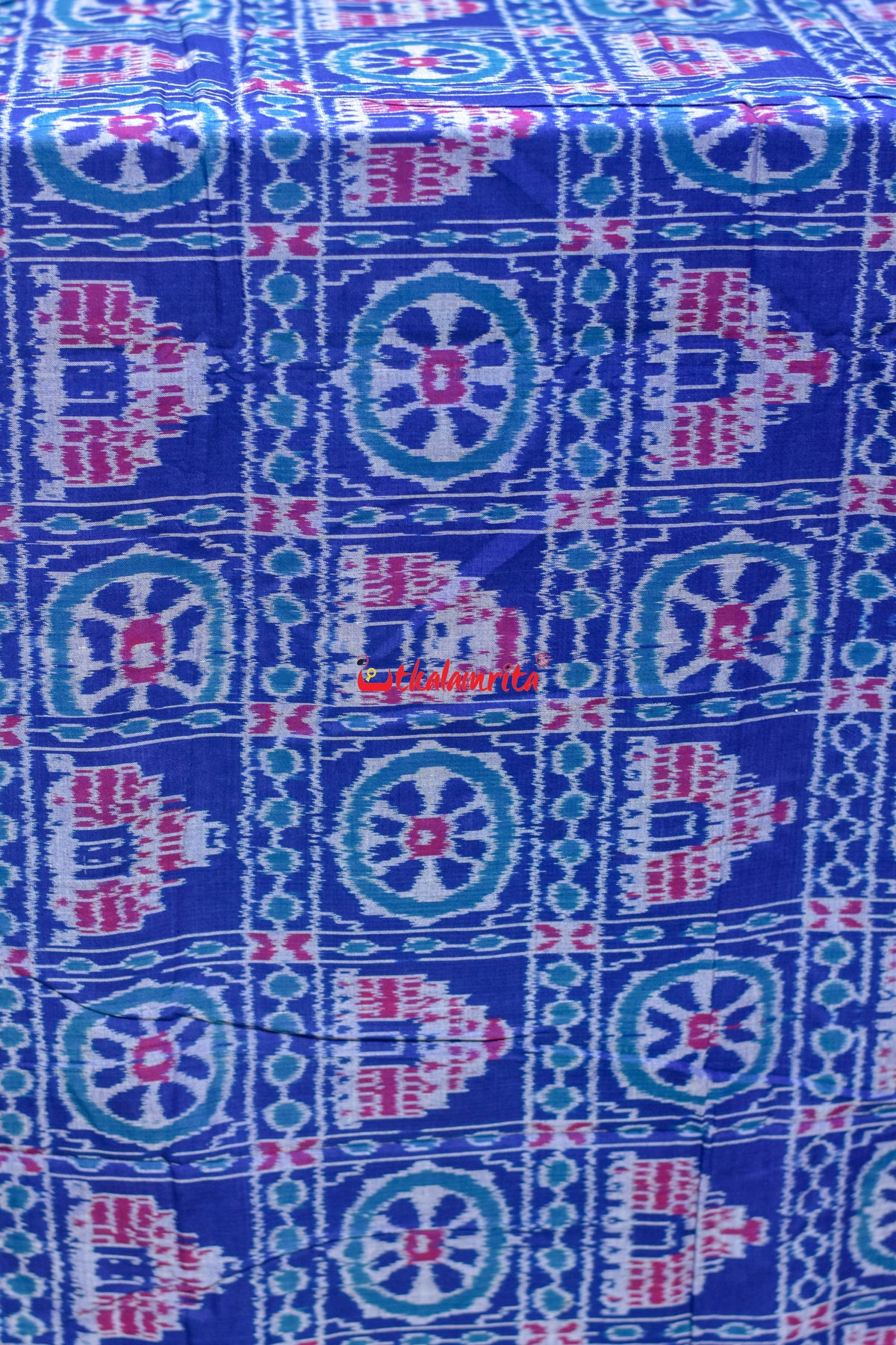 Blue Konark Chakra Sambalpuri Cotton (Fabric)