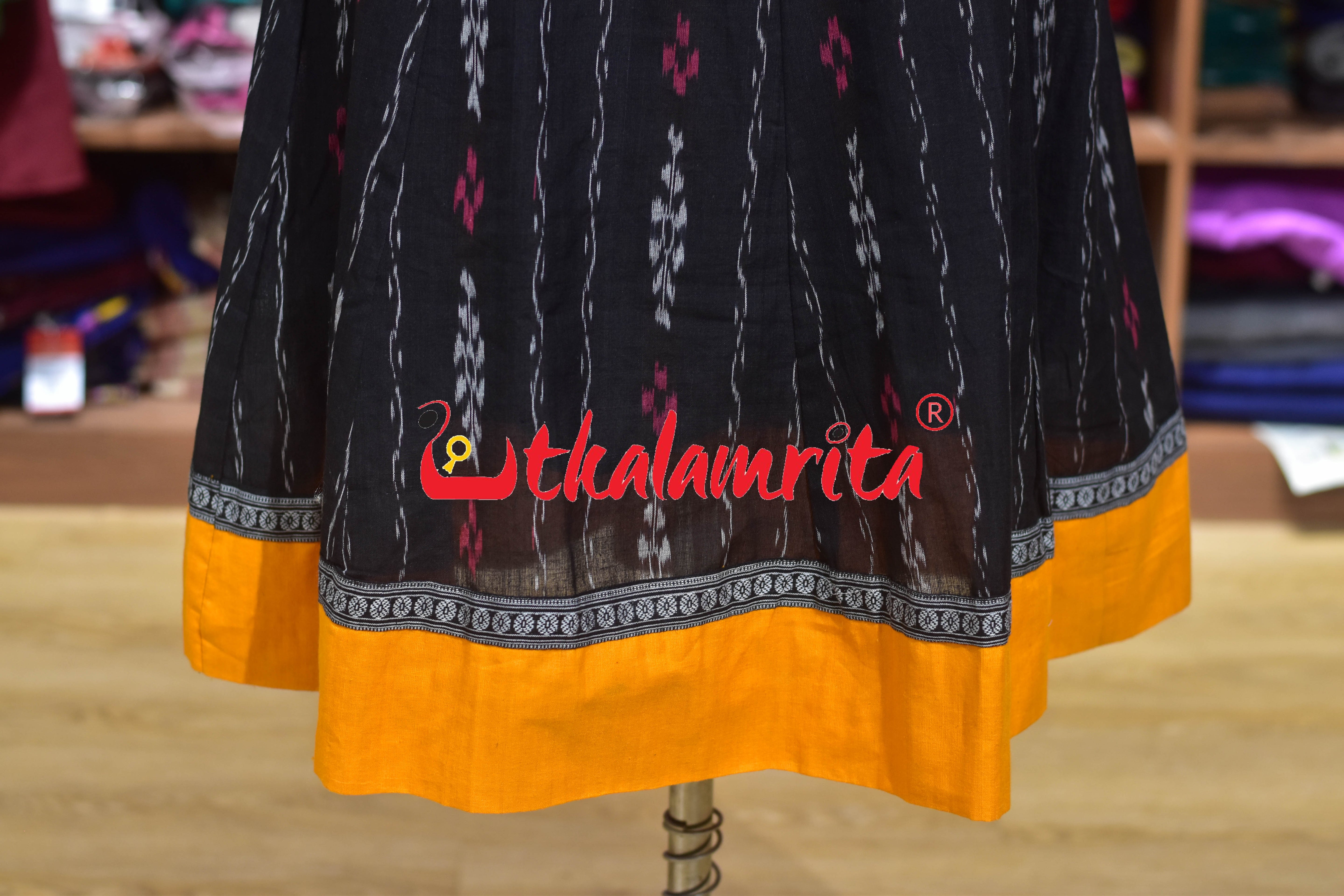 Black Ikat Yellow Kumbha Utkala Laxmi (Ladies' Gown)