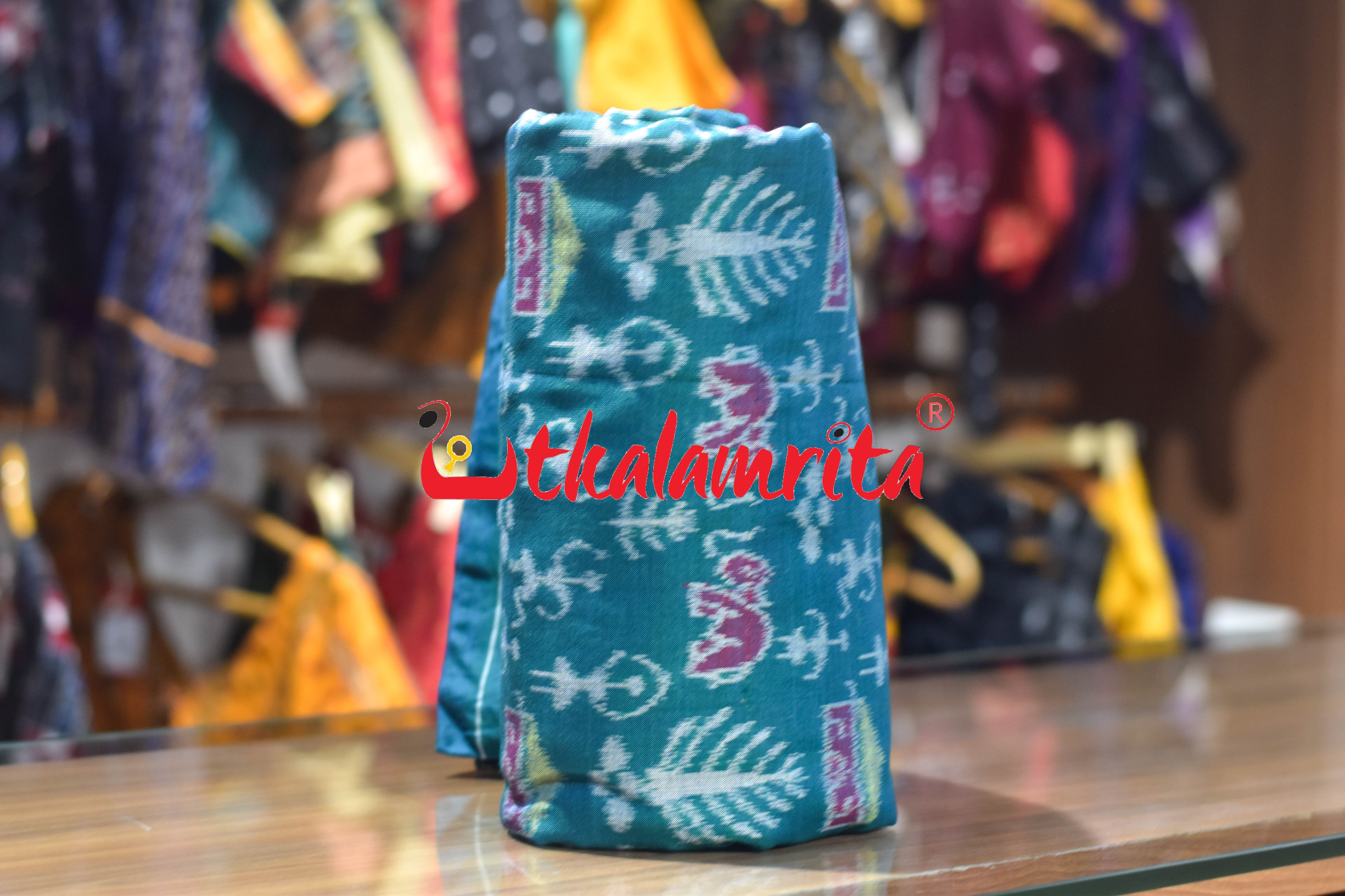 Forest Green Tribal Elephant Sambalpuri Cotton (Fabric)