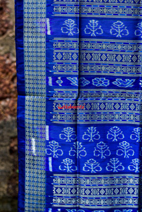 Aqua Tribal Bomkai Silk Saree