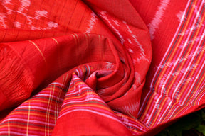 Yellow Red Shankh Khandua Cotton Saree