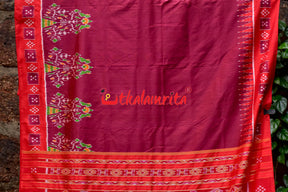 Forest Scot Maroon Red Khandua Silk Saree