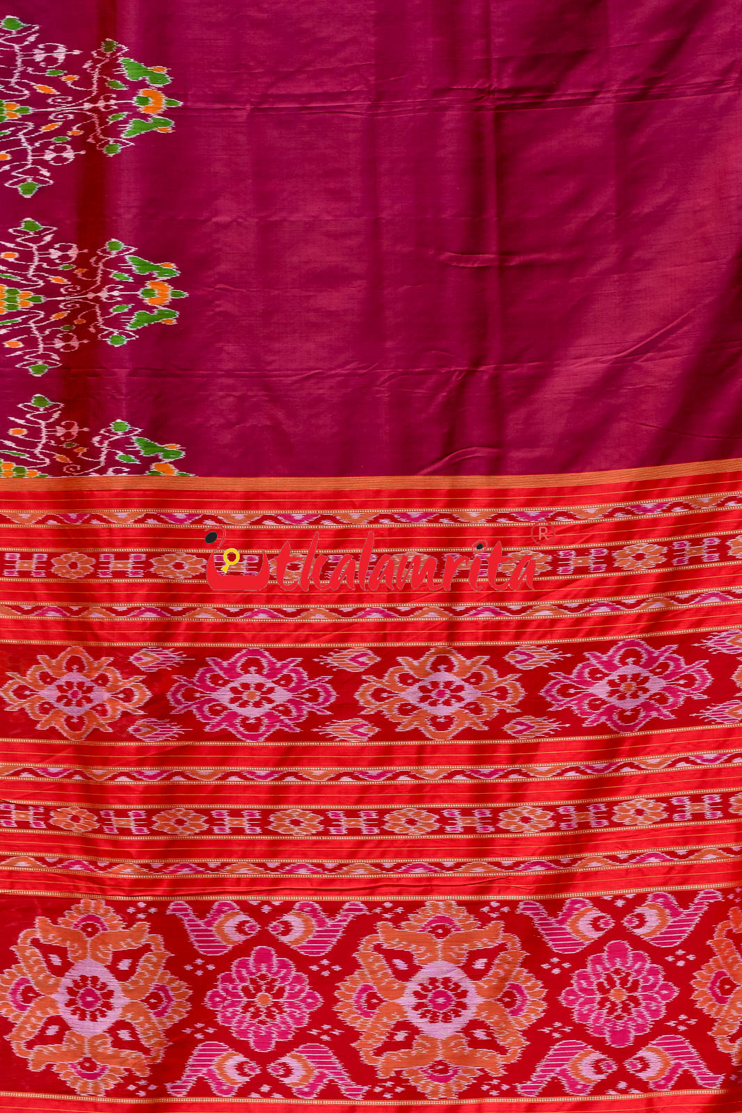 Forest Scot Maroon Red Khandua Silk Saree