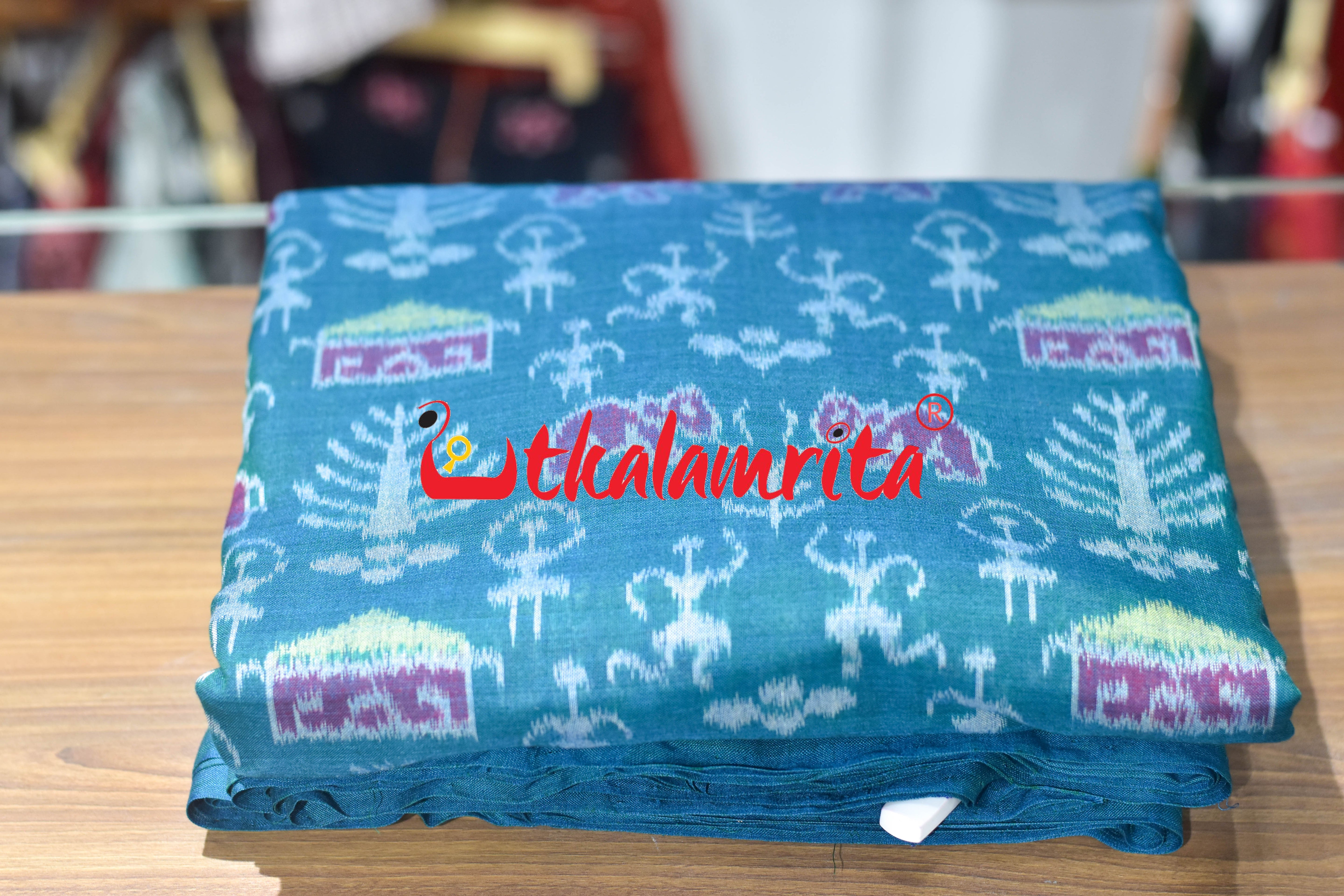 Forest Green Tribal Elephant Sambalpuri Cotton (Fabric)