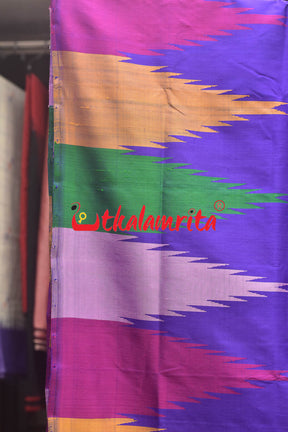 Purple with Multicolour Temple Berhampuri Double Anchal Silk Saree