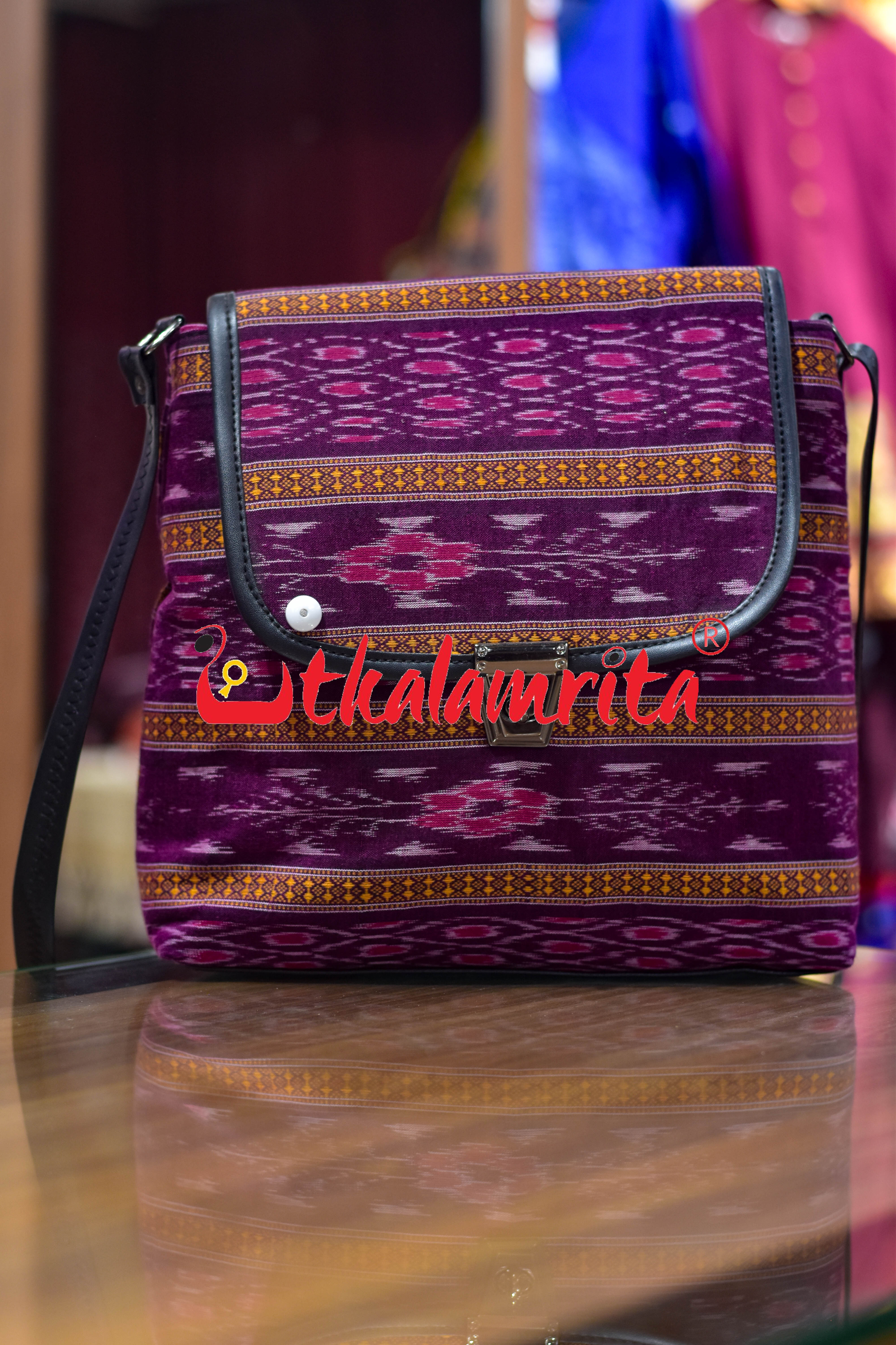 Magenta Flower Ikat Vanity Bag