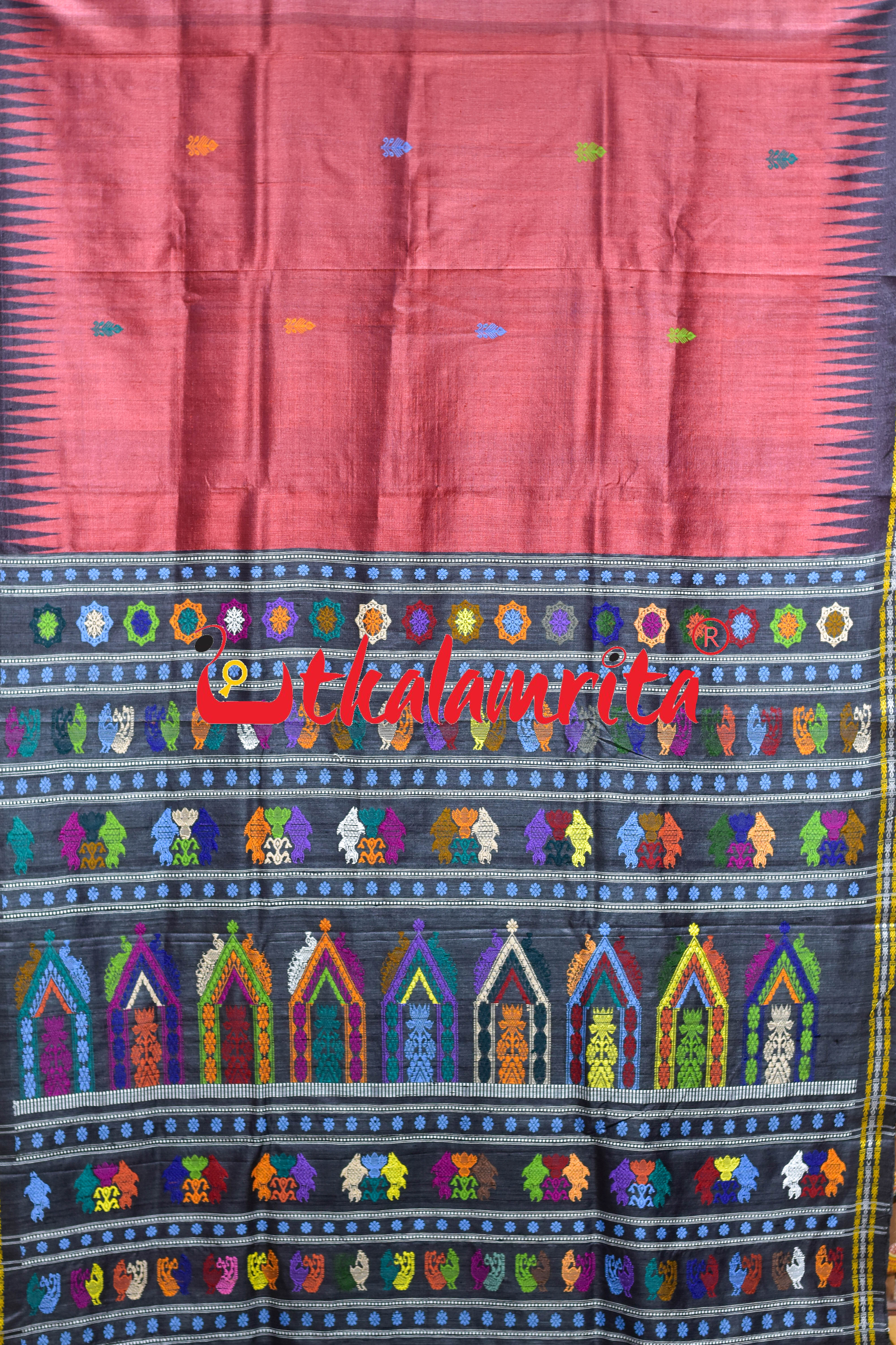 Red Black Dolabedi Gopalpur Tussar Silk Saree