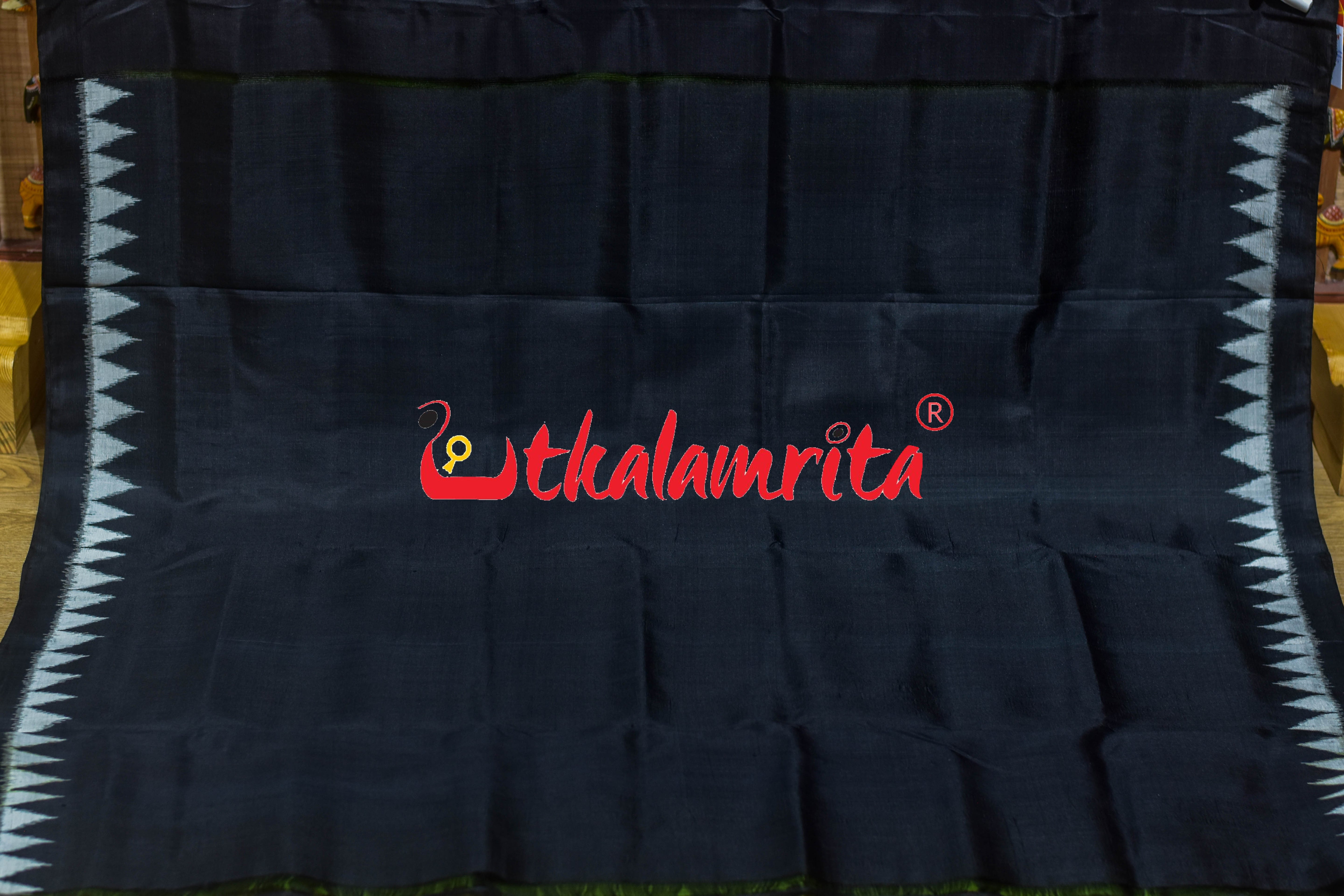 Mehndi Black Jhoti Anchal Khandua Silk Saree
