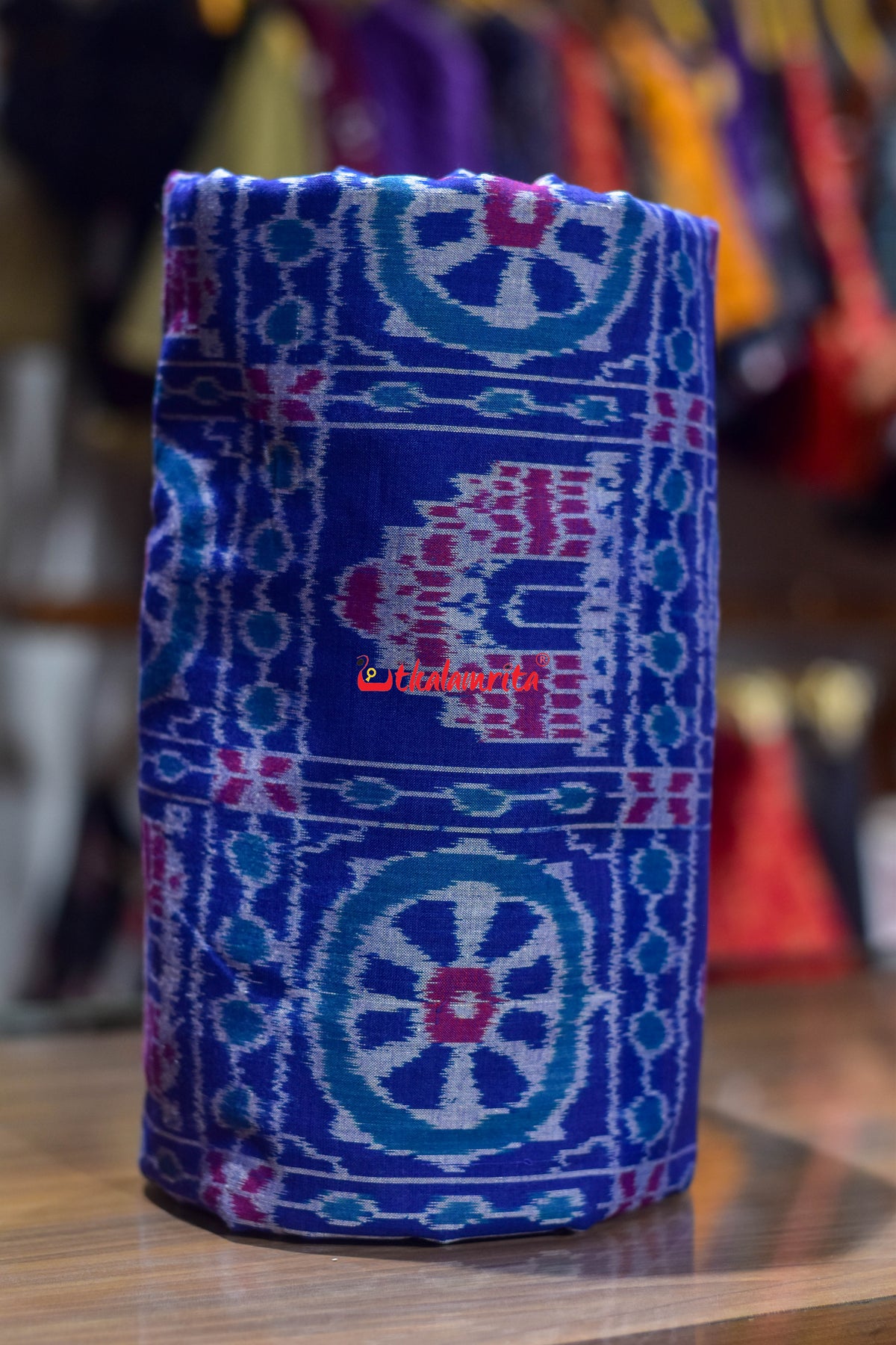 Blue Konark Chakra Sambalpuri Cotton (Fabric)