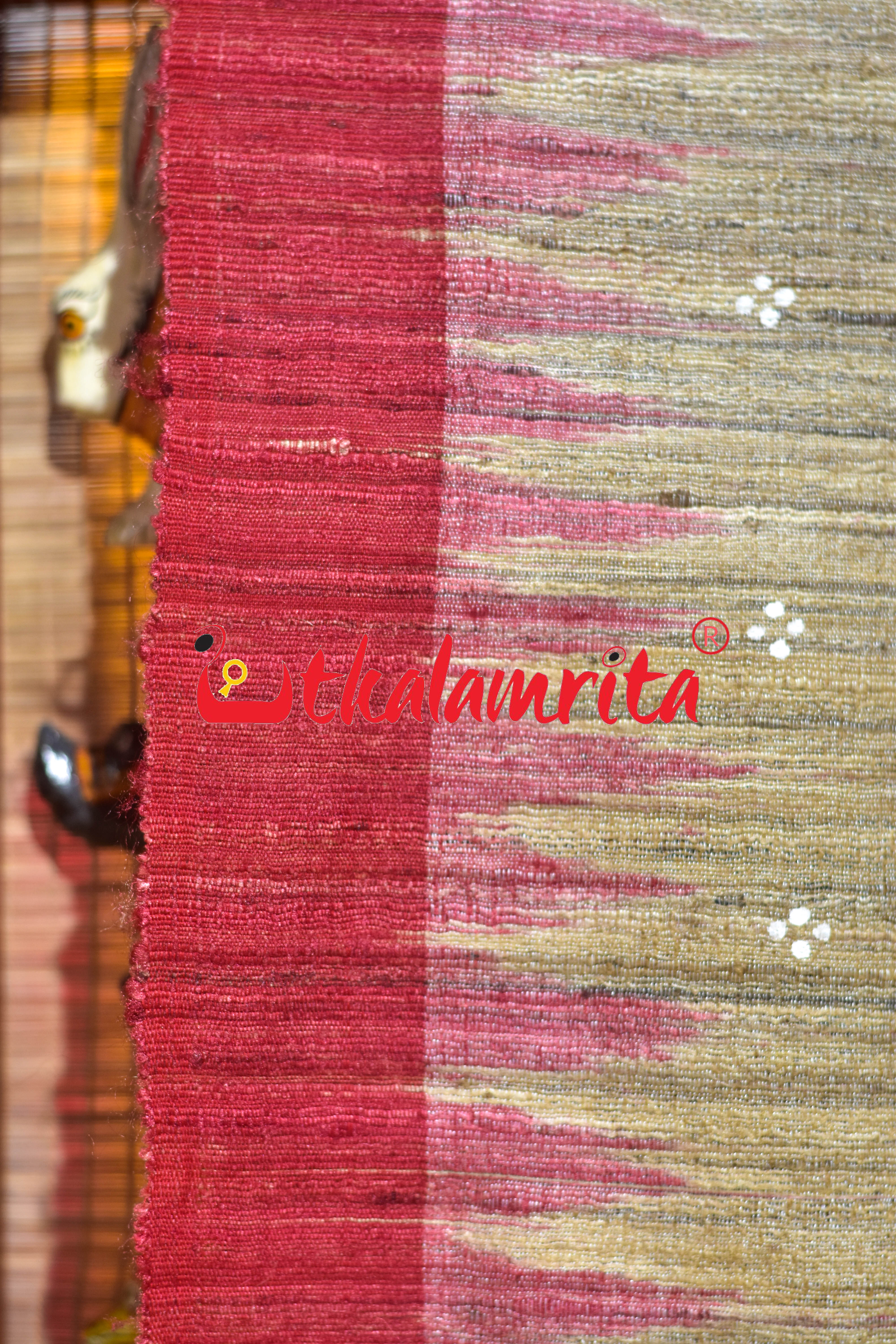 Natural Body Red Odishi Dancenrs Pattachitra Tussar (Dupatta)