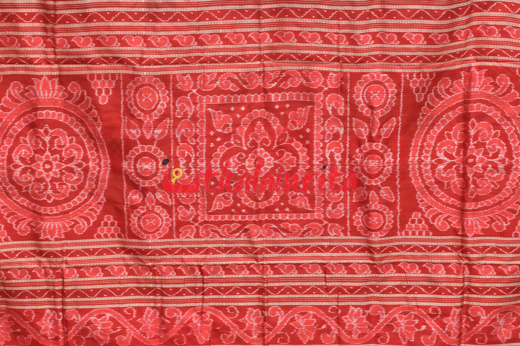 45 Kuthi Red Green Sambalpuri Pasapali Silk Saree