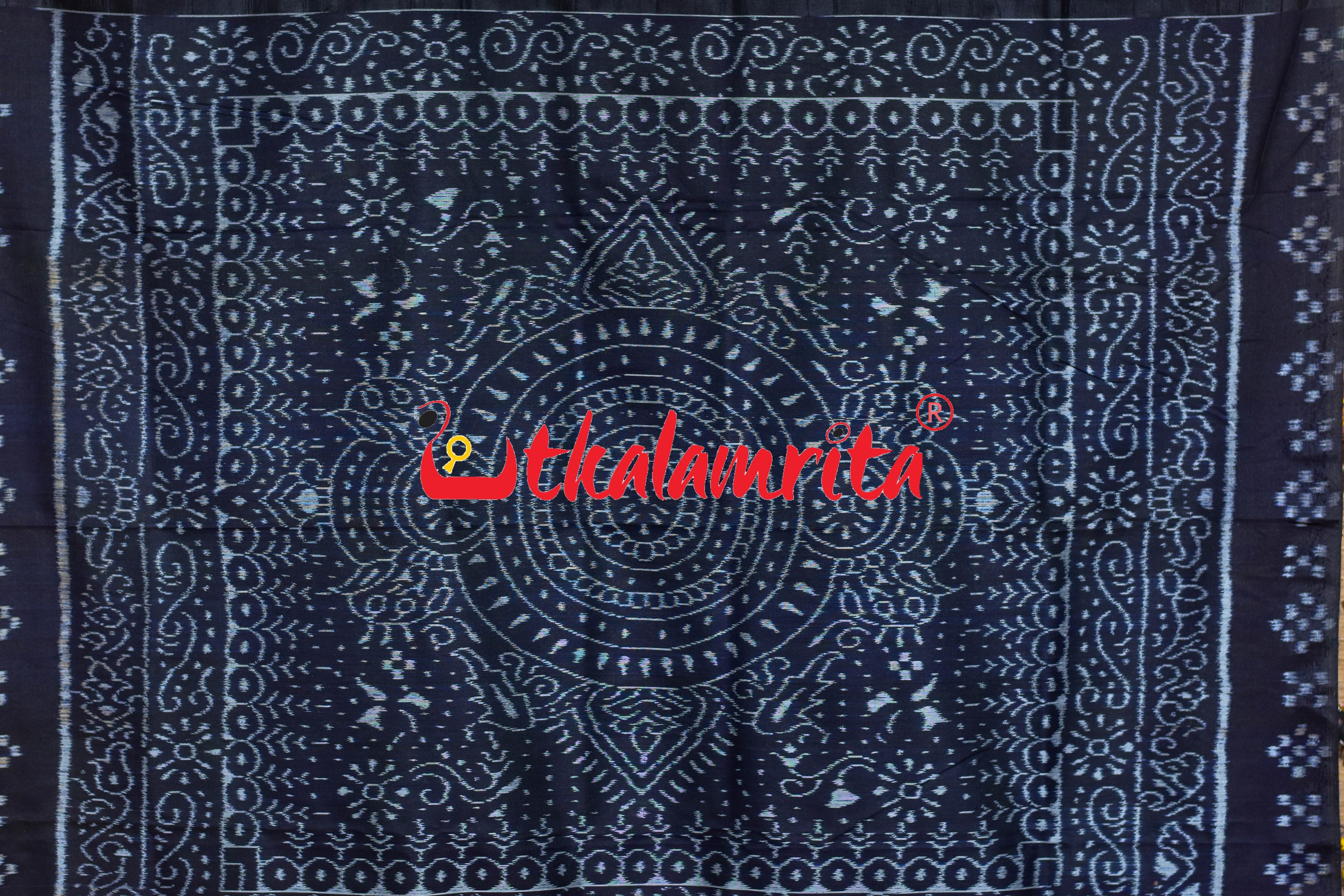 Mehndi Black Jhoti Anchal Khandua Silk Saree