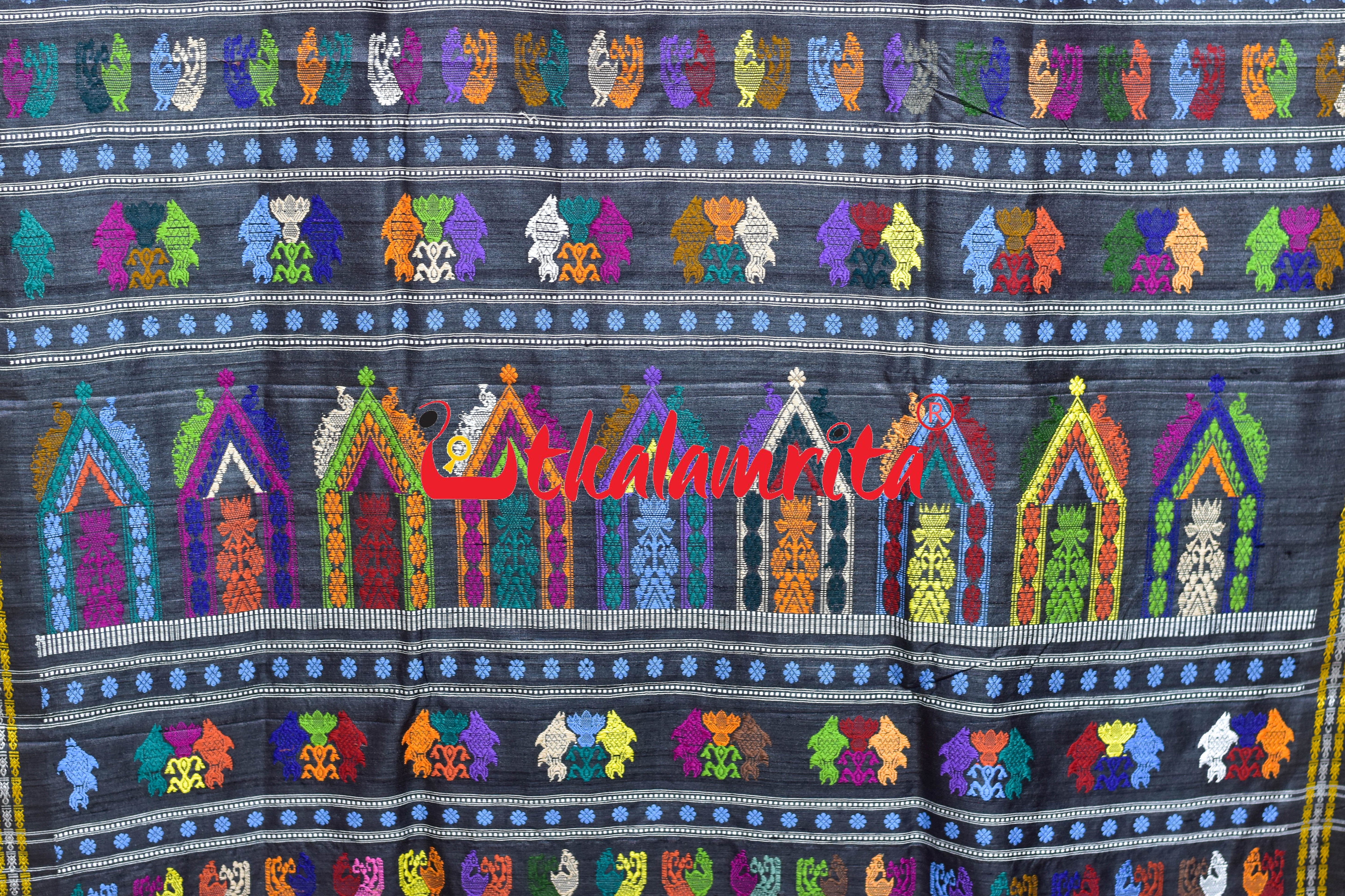 Red Black Dolabedi Gopalpur Tussar Silk Saree