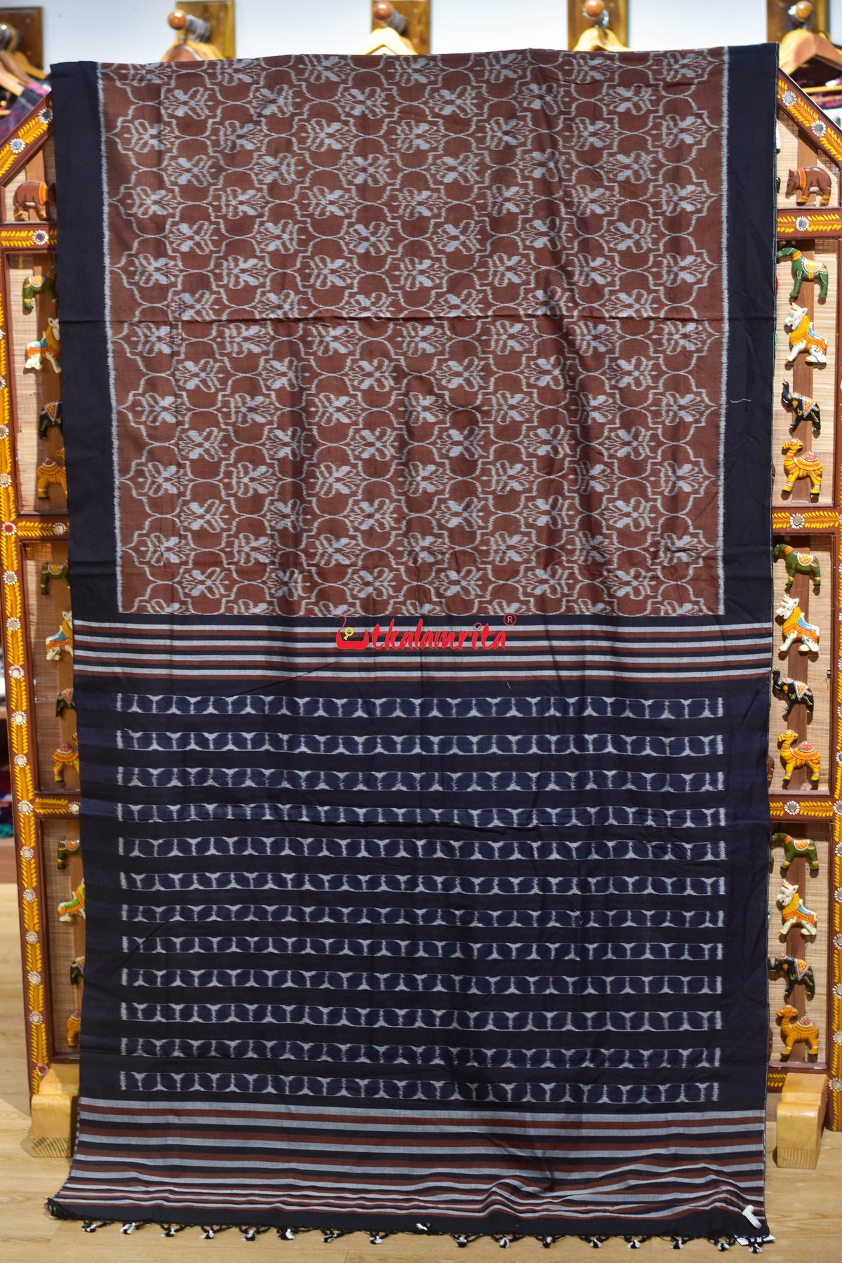 Butterfly Brown Maniabandha Cotton Saree