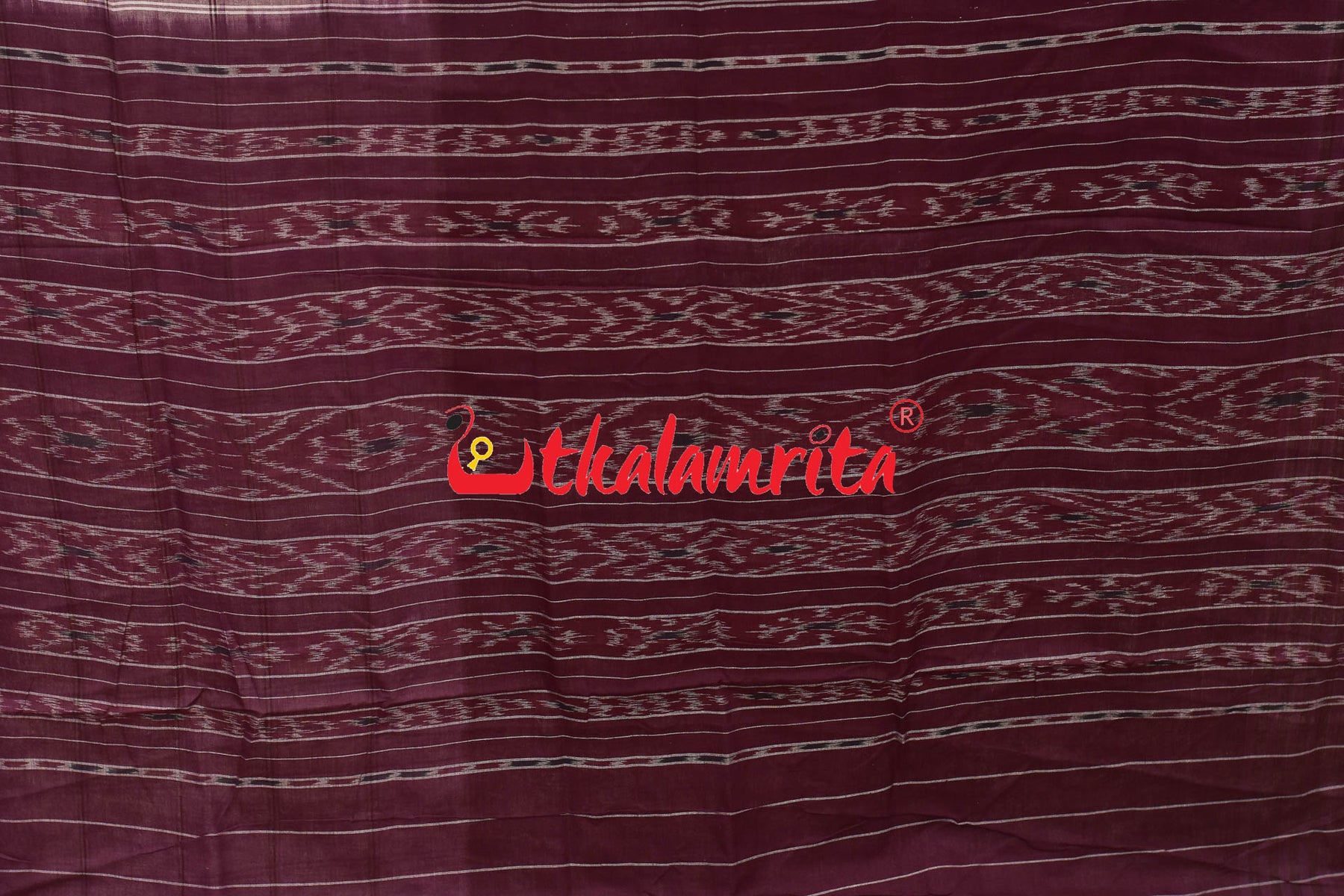 Half Half Grape White Khandua Cotton Checks Saree