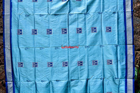 Aqua Tribal Bomkai Silk Saree