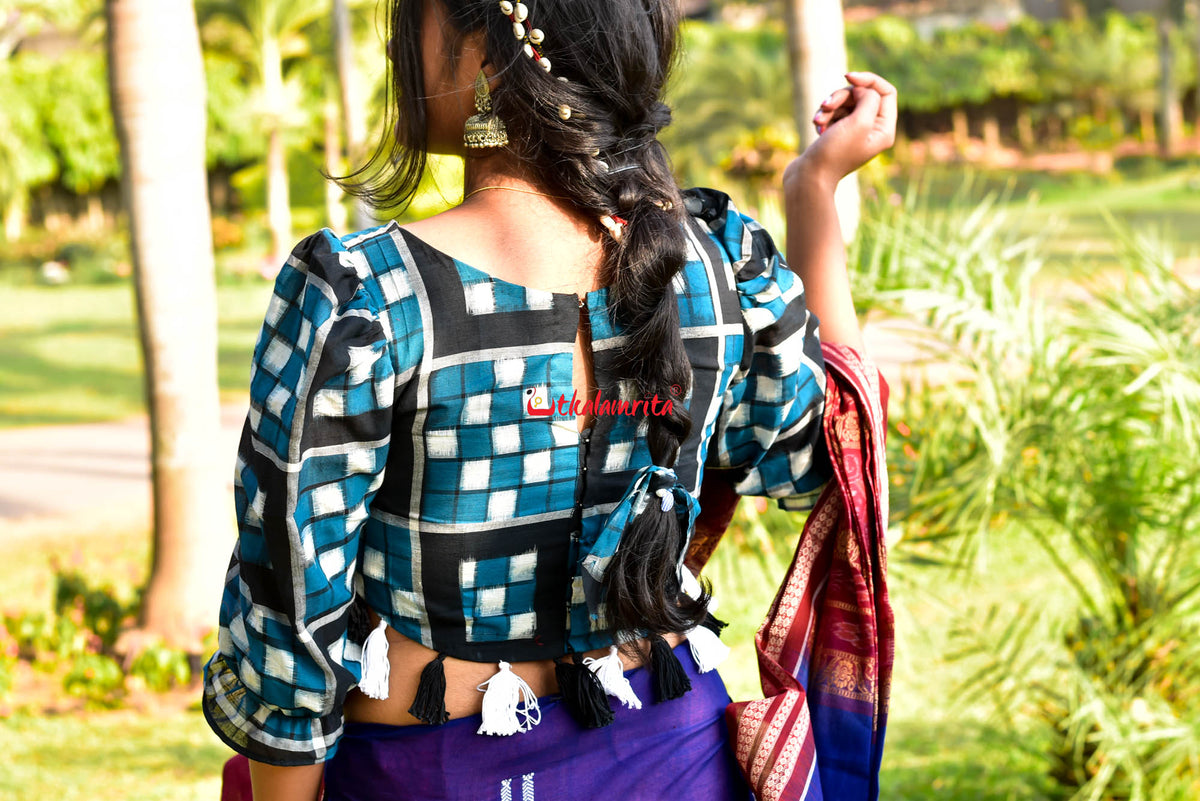 7 Kuthi Blue Pasapali (Blouse)