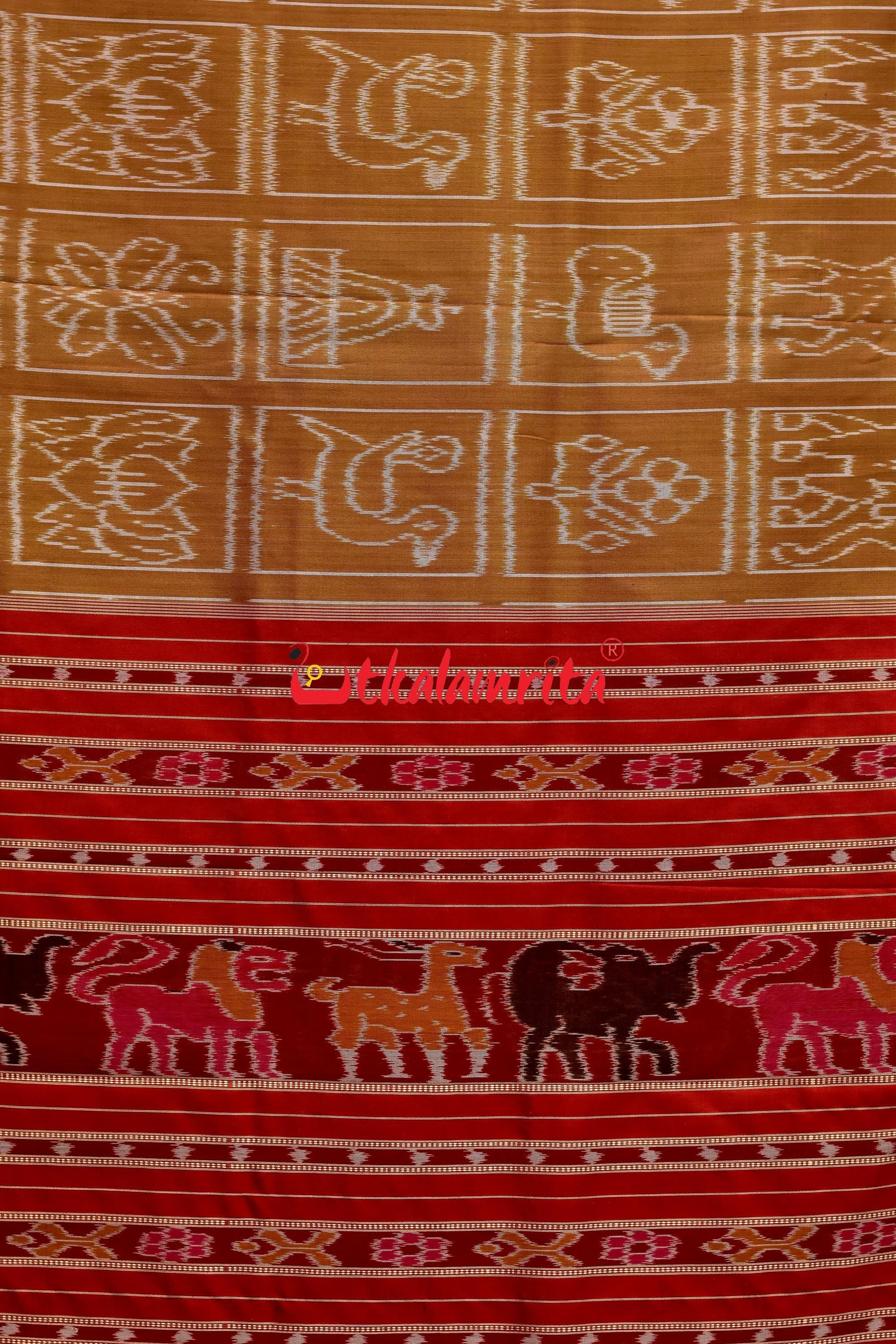 8 Motifs Brown Khandua Silk Saree