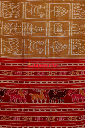 8 Motifs Brown Khandua Silk Saree