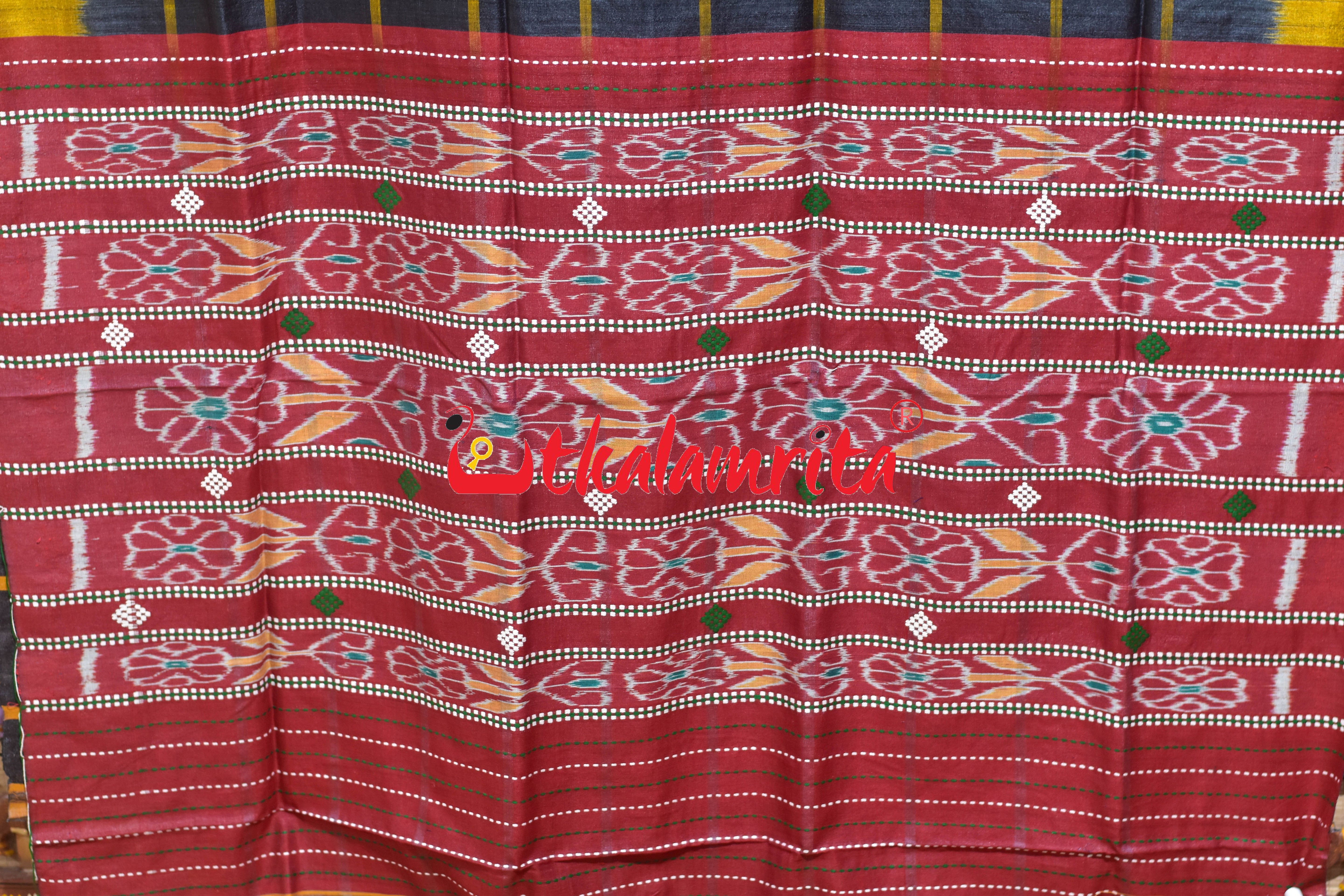 Black Golden Traditional Design Tussar Silk Saree