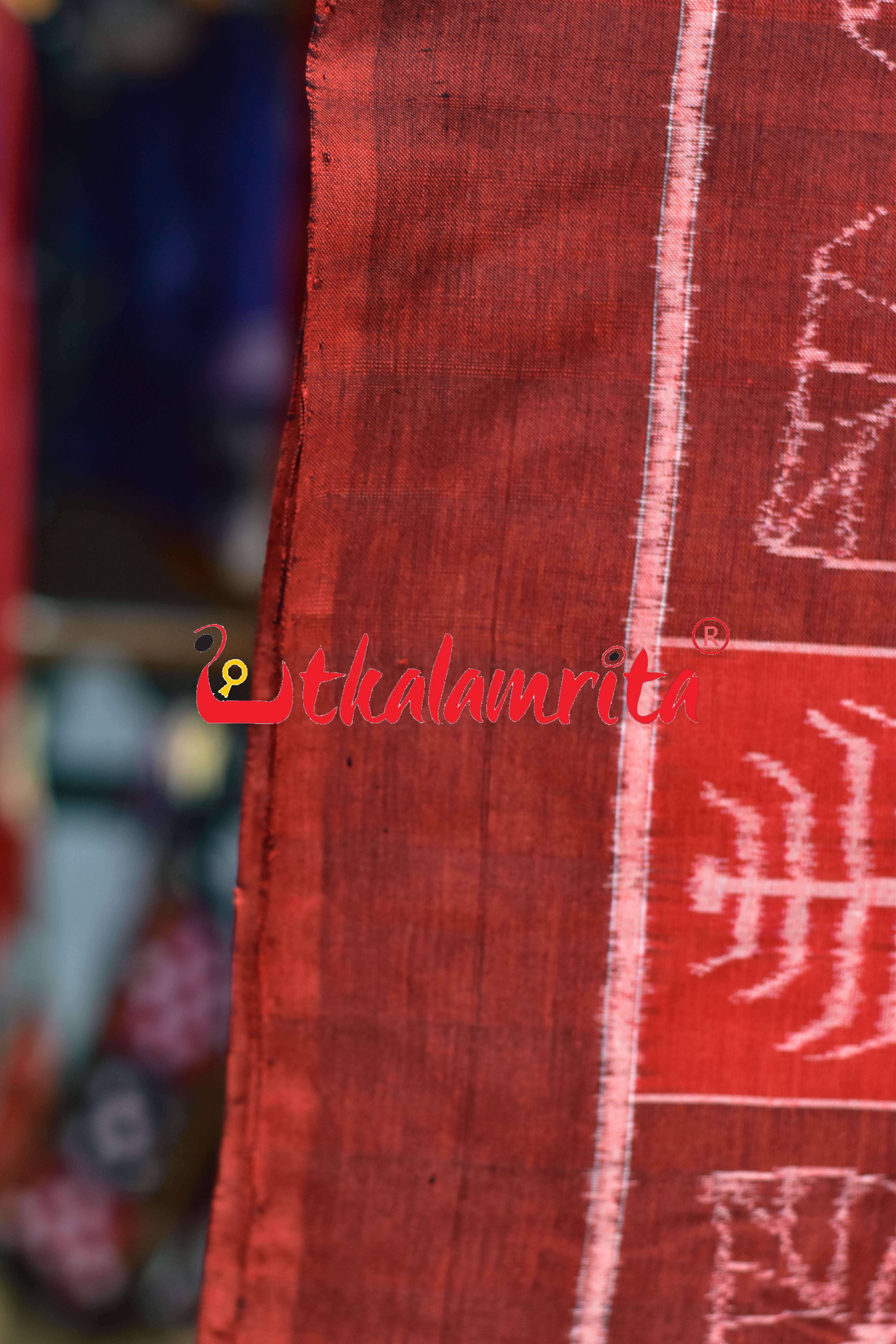 11 Kuthi Red Maroon Jodi Motifs Sambalpuri Cotton (Fabric)