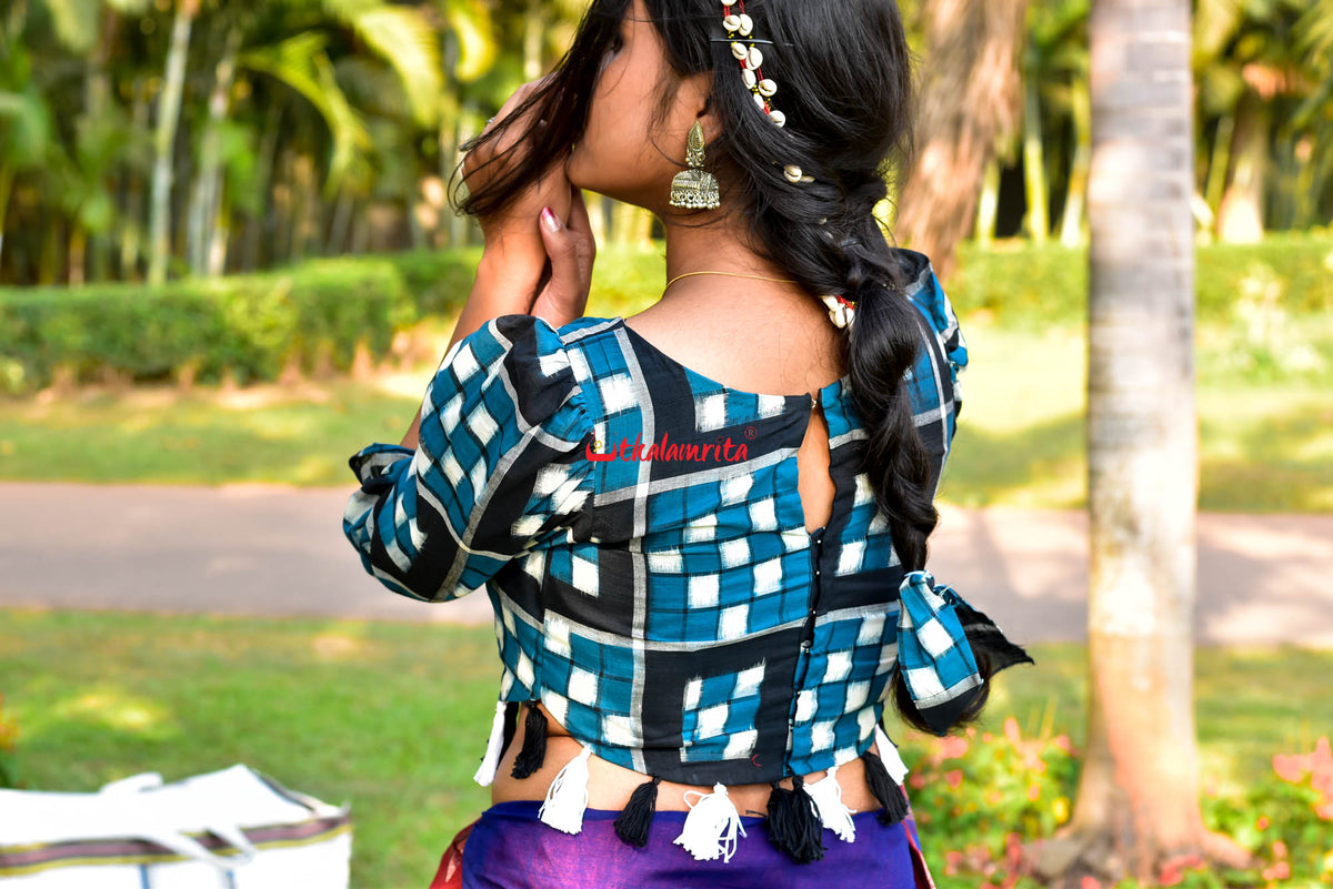 7 Kuthi Blue Pasapali (Blouse)