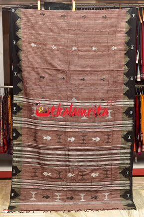 Tussar Kotpad White Maroon Border Stripes Saree