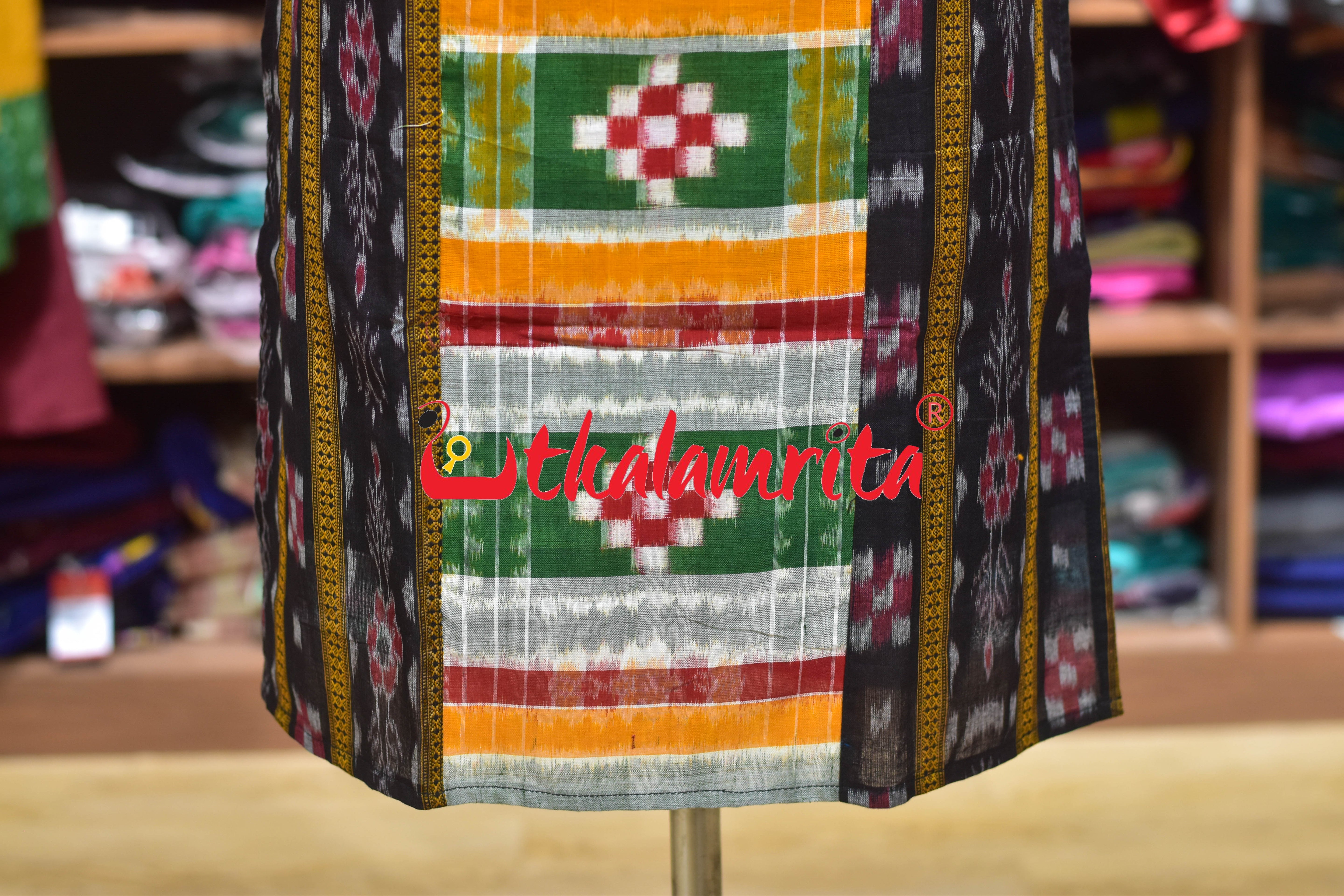 Black Flower Ikat Multi Pasapali (Ladies' Kurti)