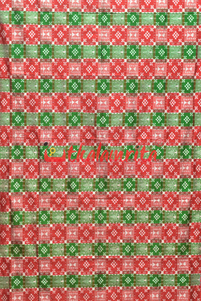 45 Kuthi Red Green Sambalpuri Pasapali Silk Saree