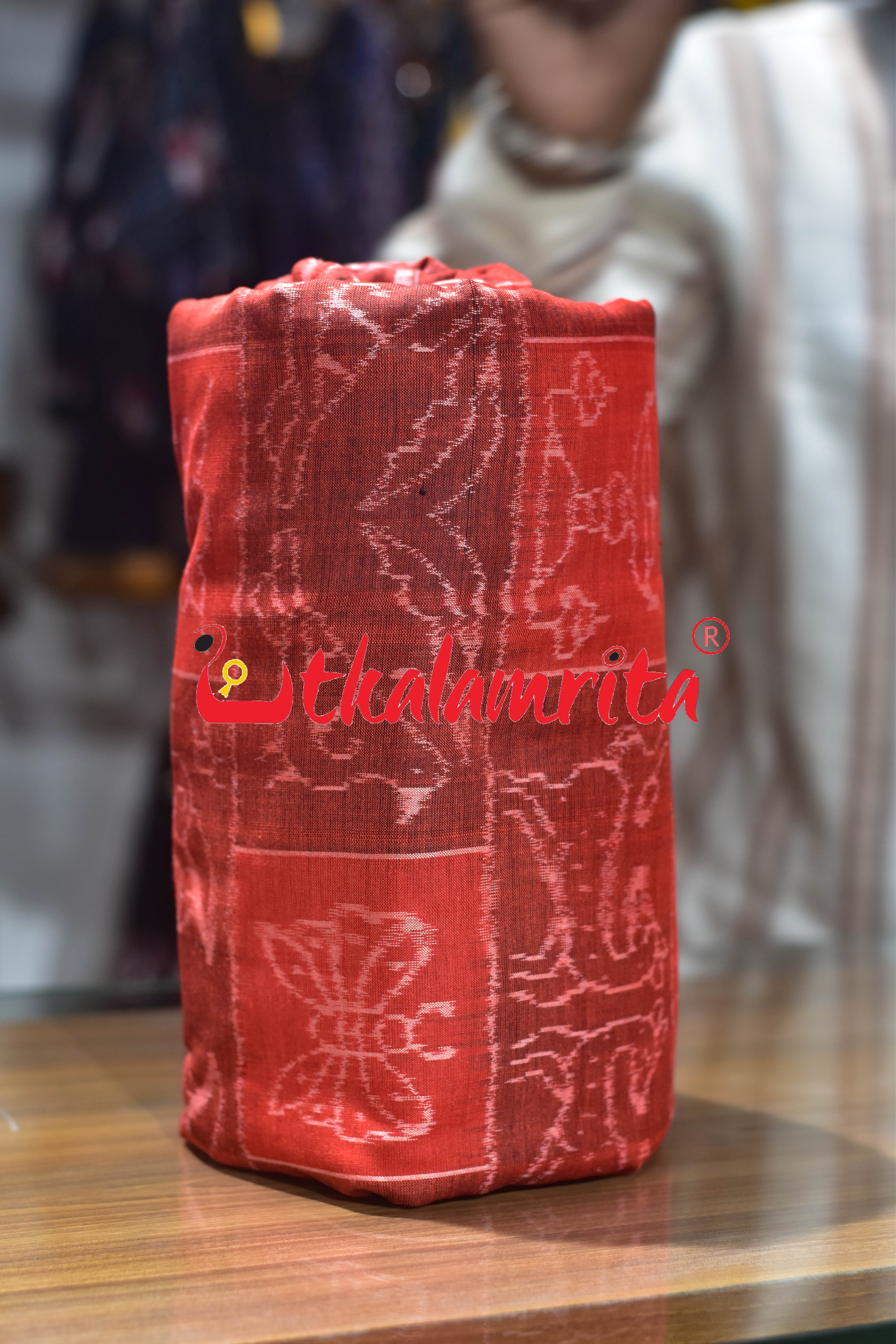 11 Kuthi Red Maroon Jodi Motifs Sambalpuri Cotton (Fabric)