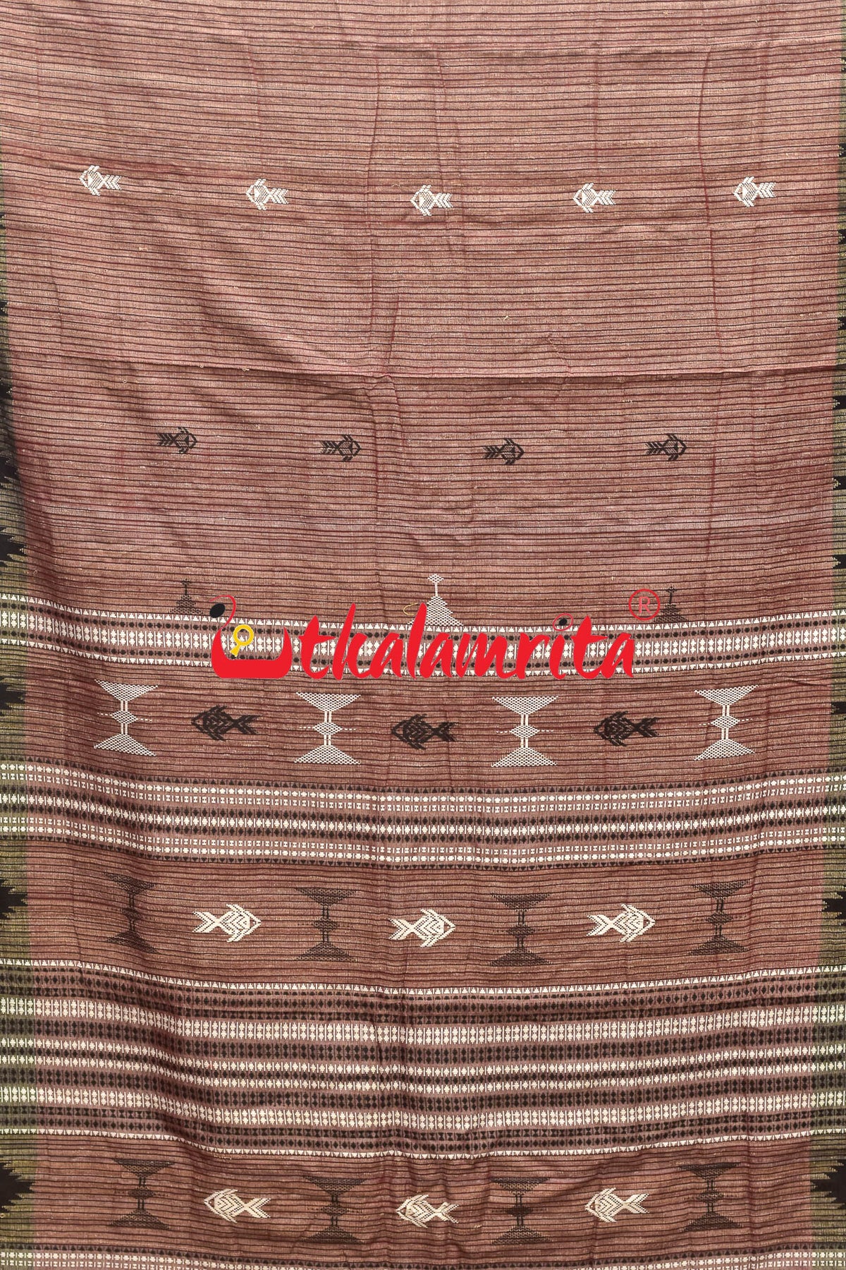 Tussar Kotpad White Maroon Border Stripes Saree