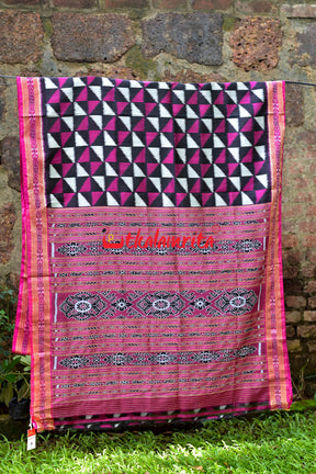 Pataka Magenta Khandua Silk Saree