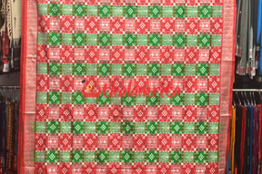 45 Kuthi Red Green Sambalpuri Pasapali Silk Saree