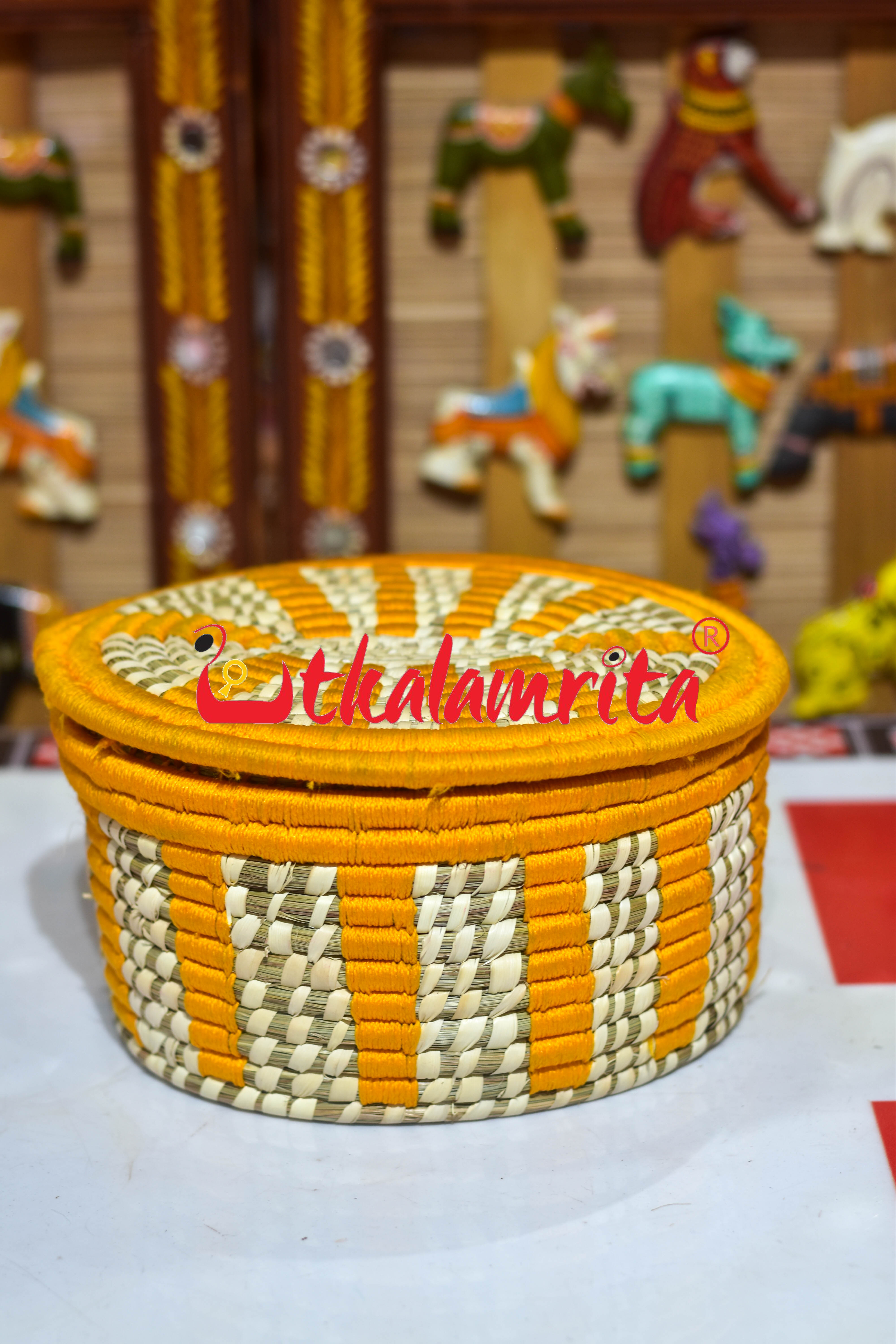 Sabai Grass Oval Thread kusan box mustard