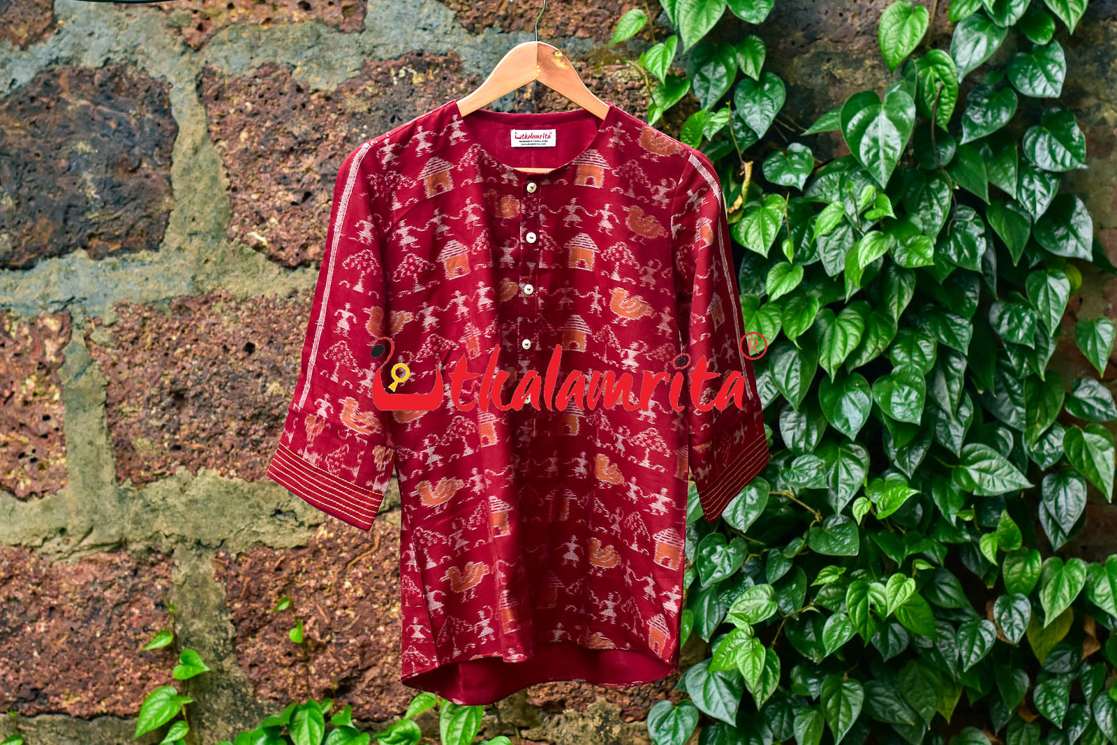 Maroon Ducks And Tribals Ladies Kurta