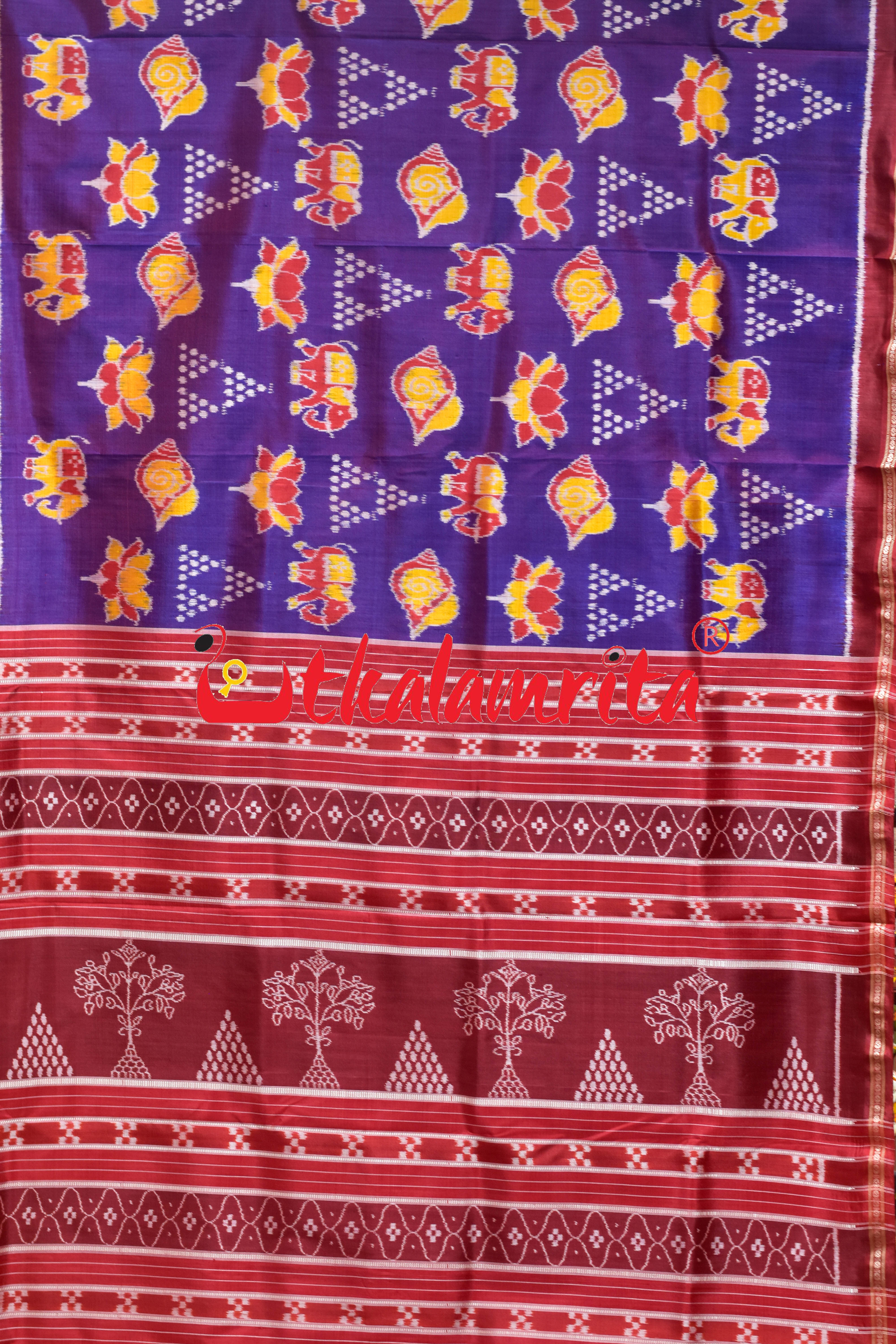 Purple Maroon Ekphuliya Border Nabakothi Khandua Silk Saree