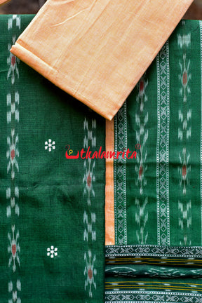 Deep Green Matha Pasapali Flower Dress Set