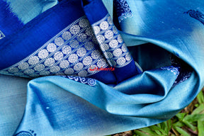 Aqua Tribal Bomkai Silk Saree