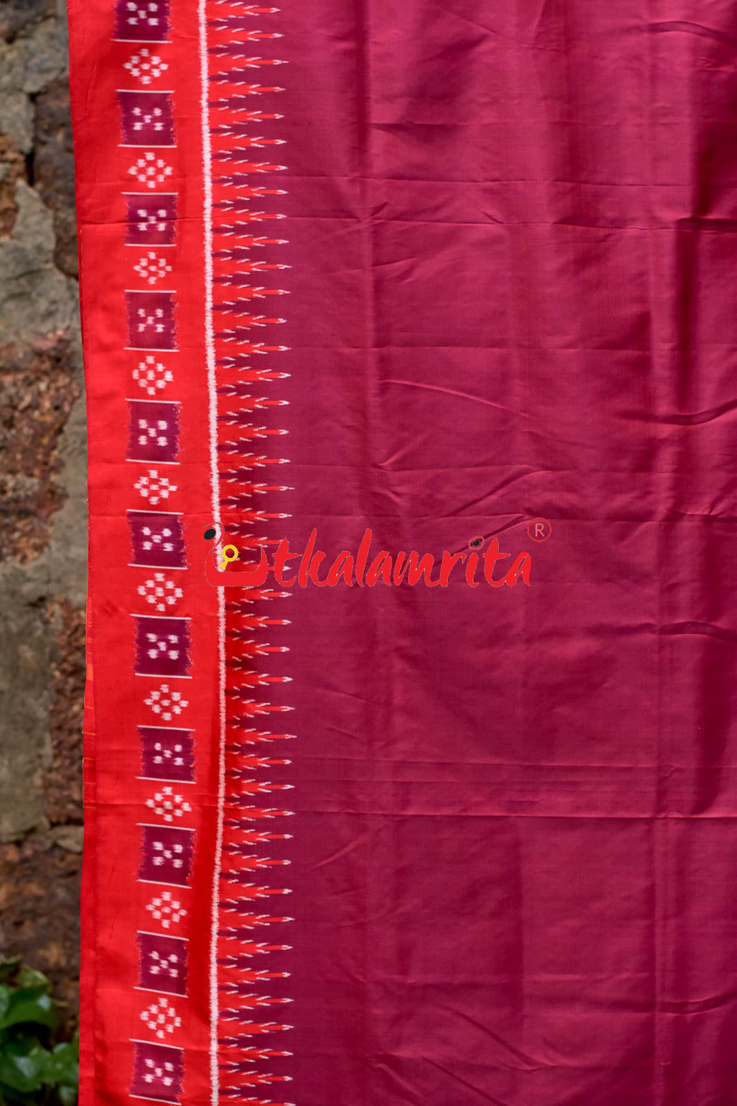 Forest Scot Maroon Red Khandua Silk Saree