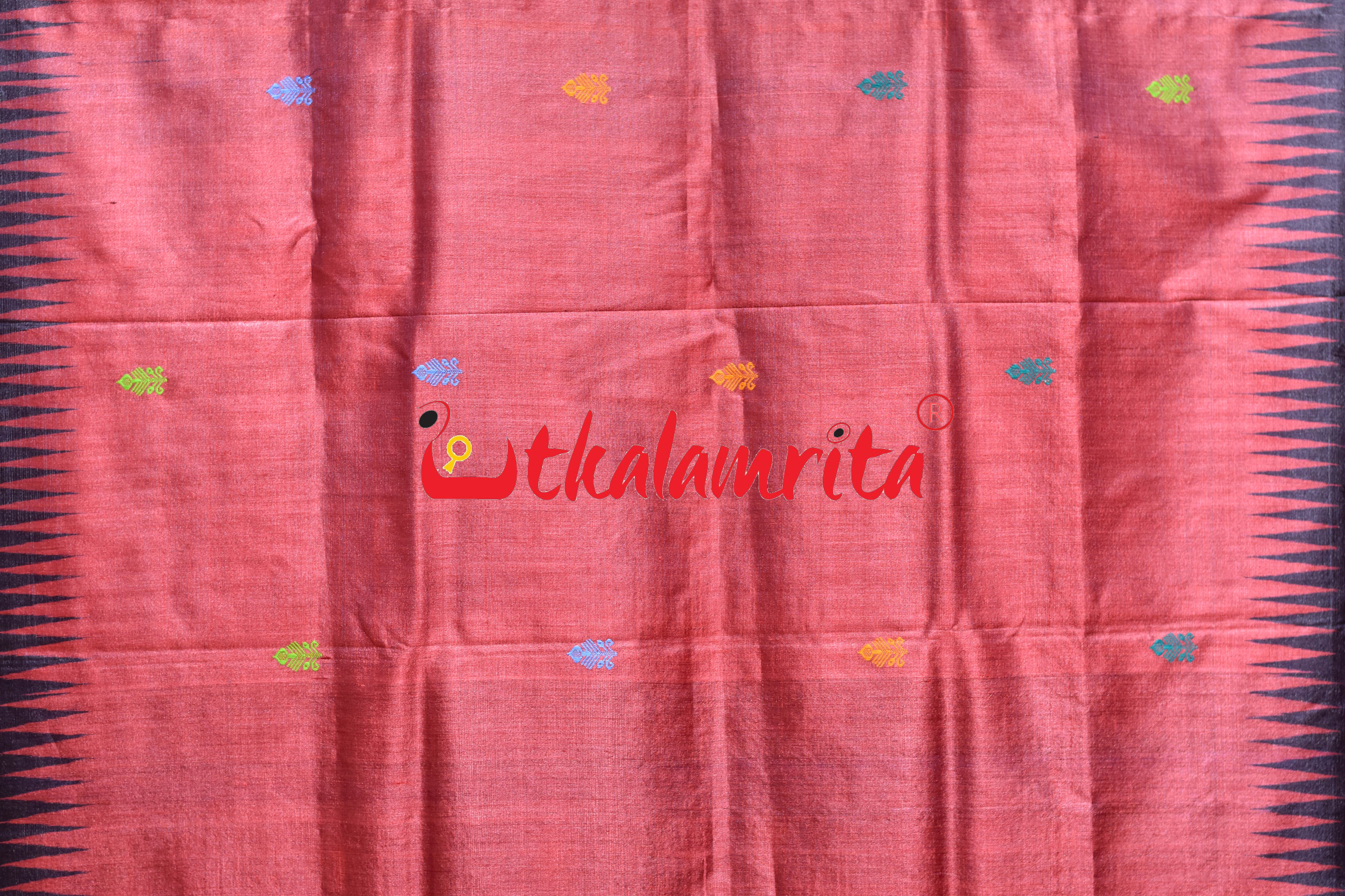 Red Black Dolabedi Gopalpur Tussar Silk Saree