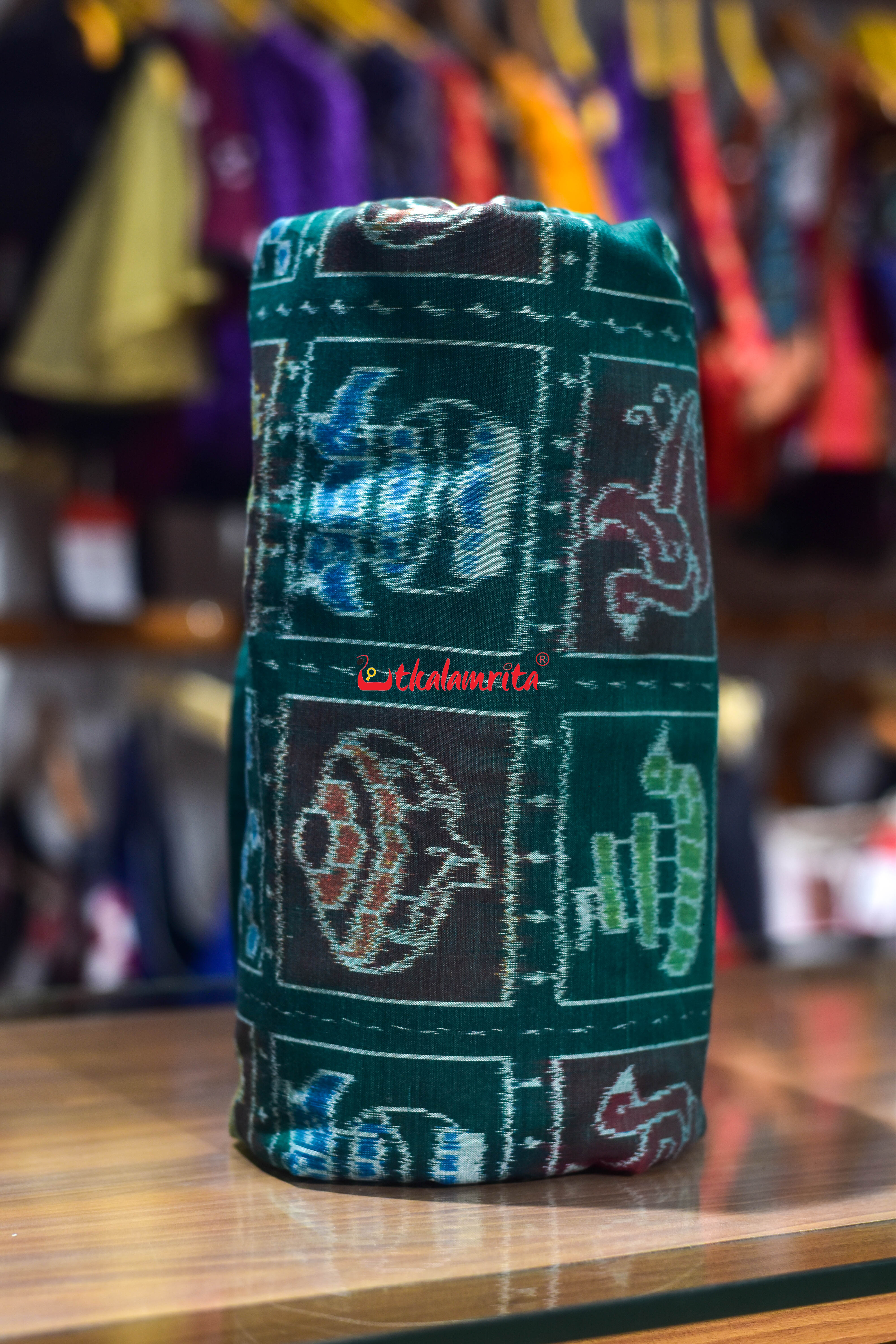 Green Dasakothi Sambalpuri Cotton (Fabric)