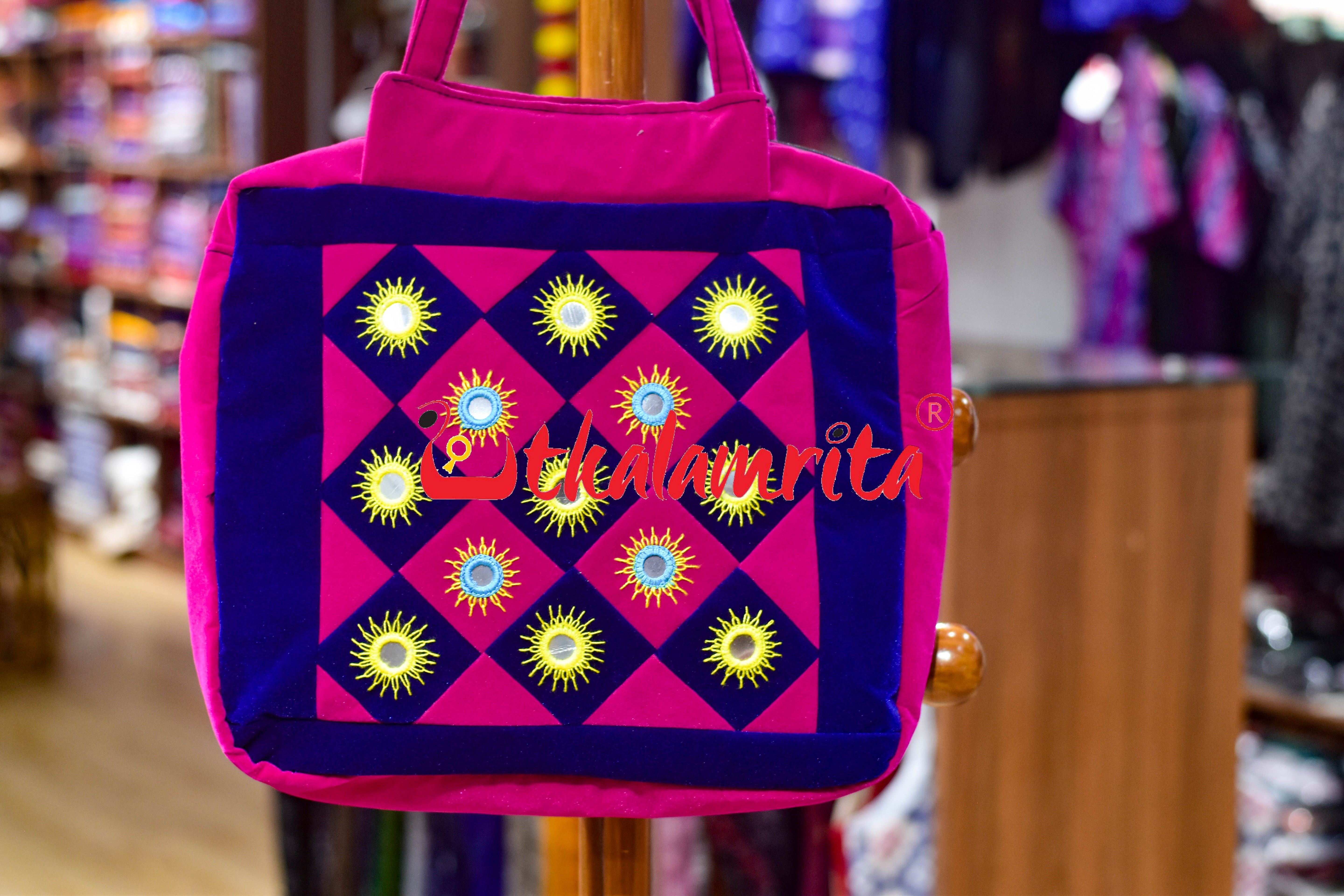 Pink Velvet Applique Laptop Bag